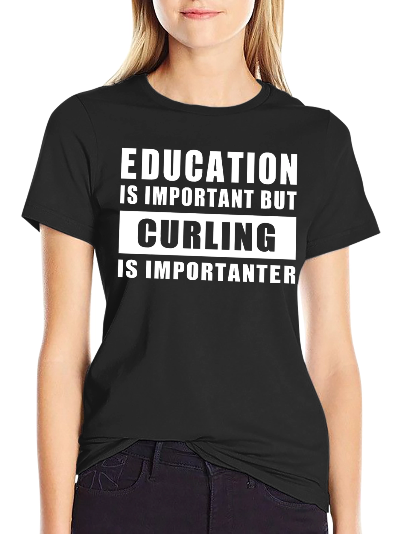 Funny Curling T-Shirt - Education Is Important