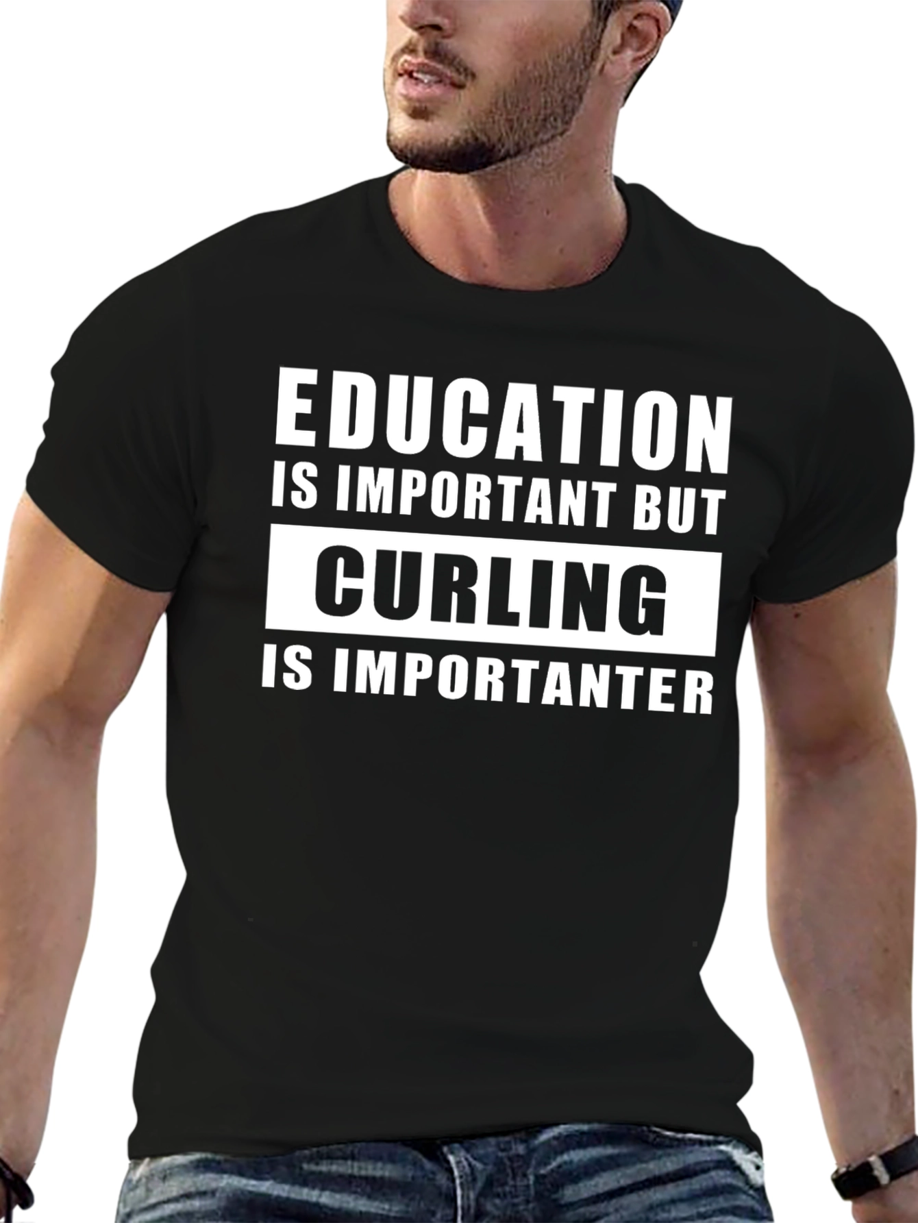 Funny Curling T-Shirt - Education Is Important