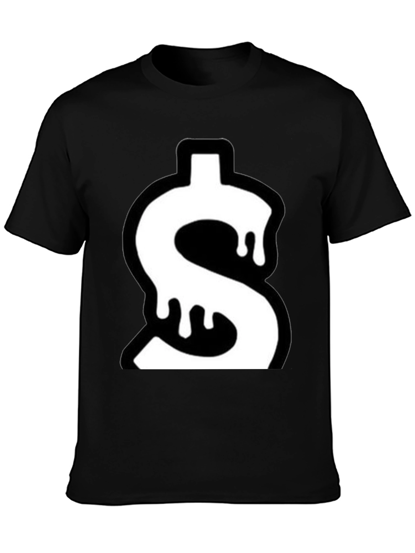Dripping Dollar Sign Graphic Tee - Black Cotton Blend