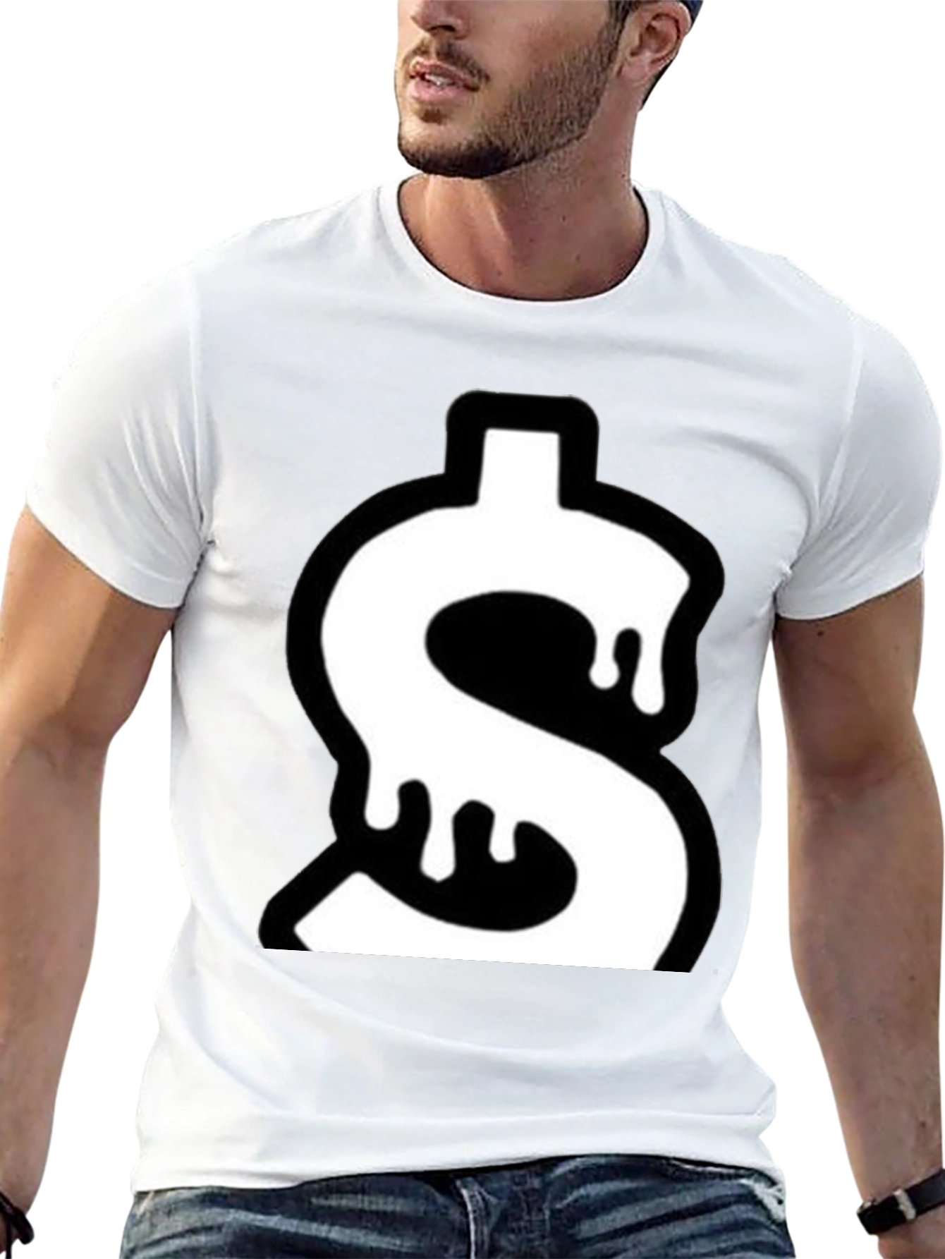 Dripping Dollar Sign Graphic Tee - Black Cotton Blend