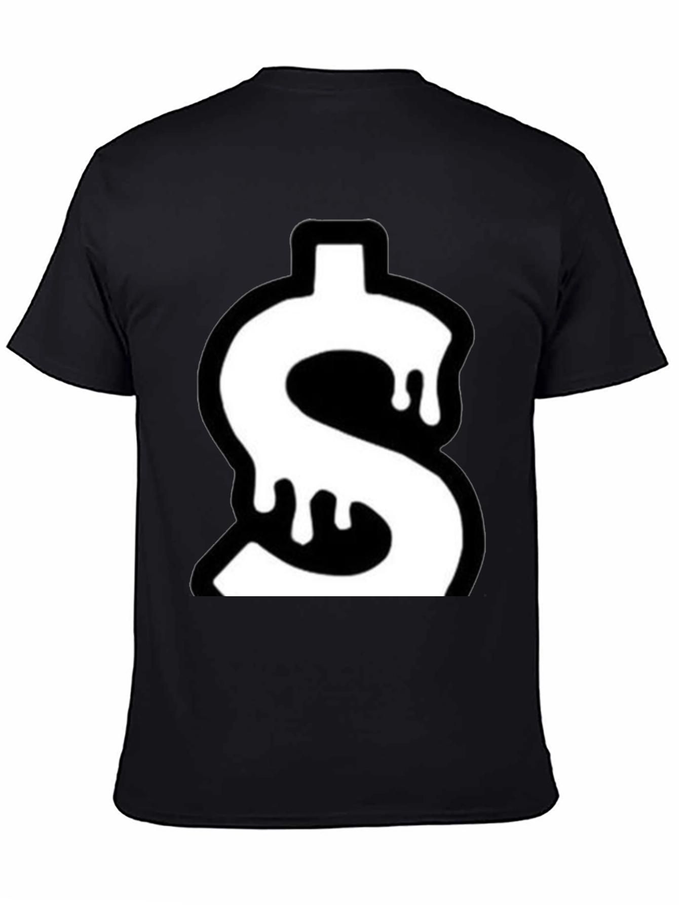 Dripping Dollar Sign Graphic Tee - Black Cotton Blend