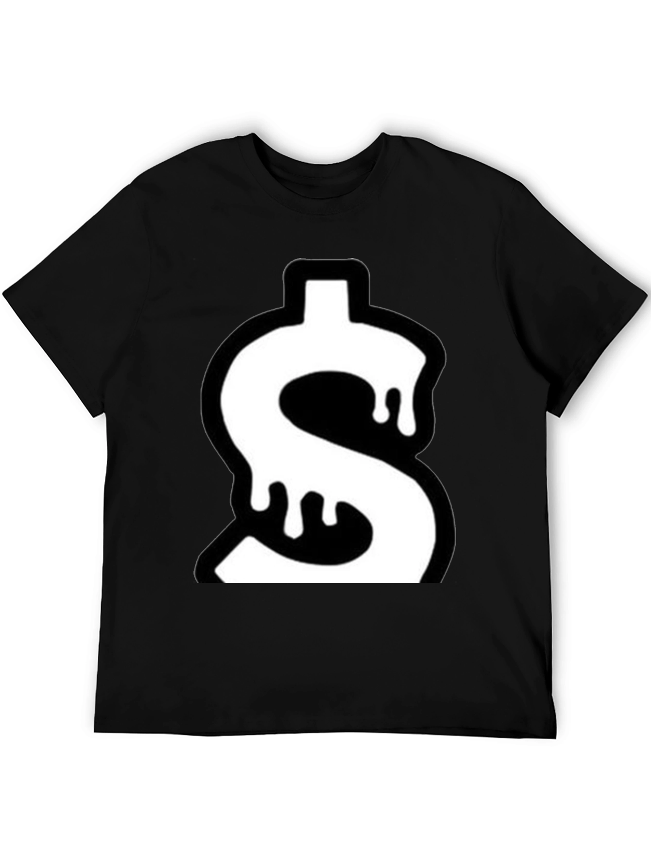 Dripping Dollar Sign Graphic Tee - Black Cotton Blend