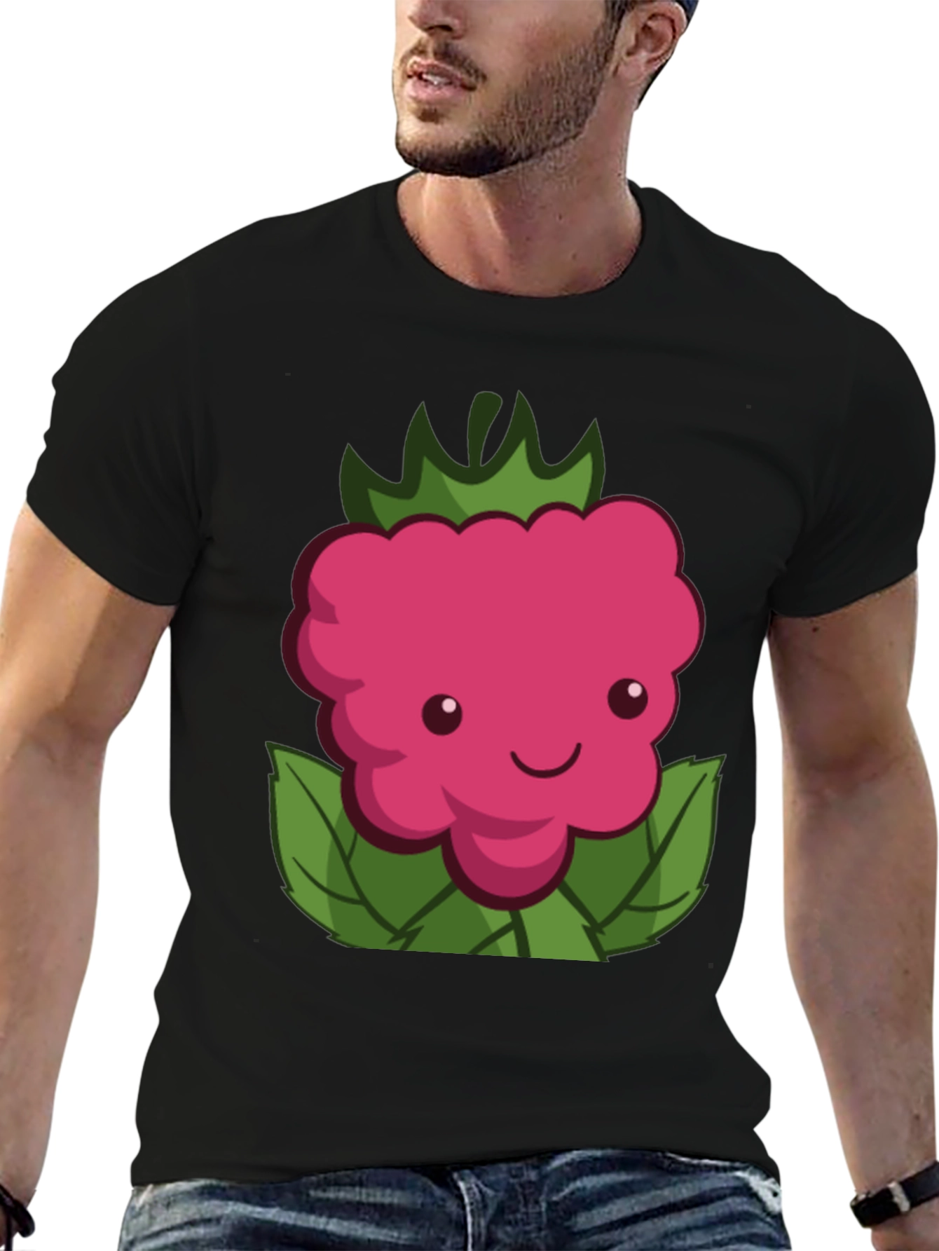 Cute Raspberry Graphic Tee - Black Unisex T-Shirt