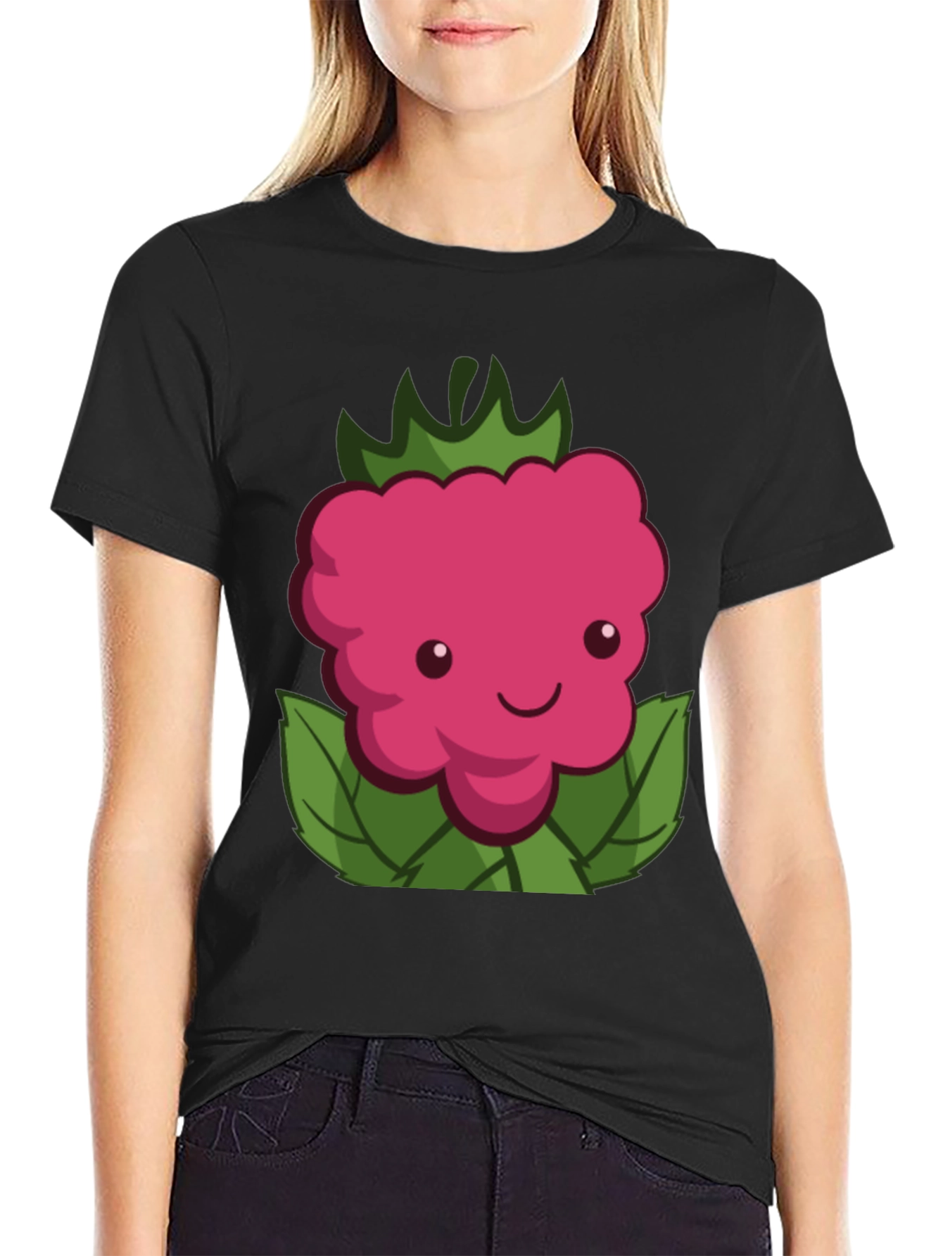Cute Raspberry Graphic Tee - Black Unisex T-Shirt
