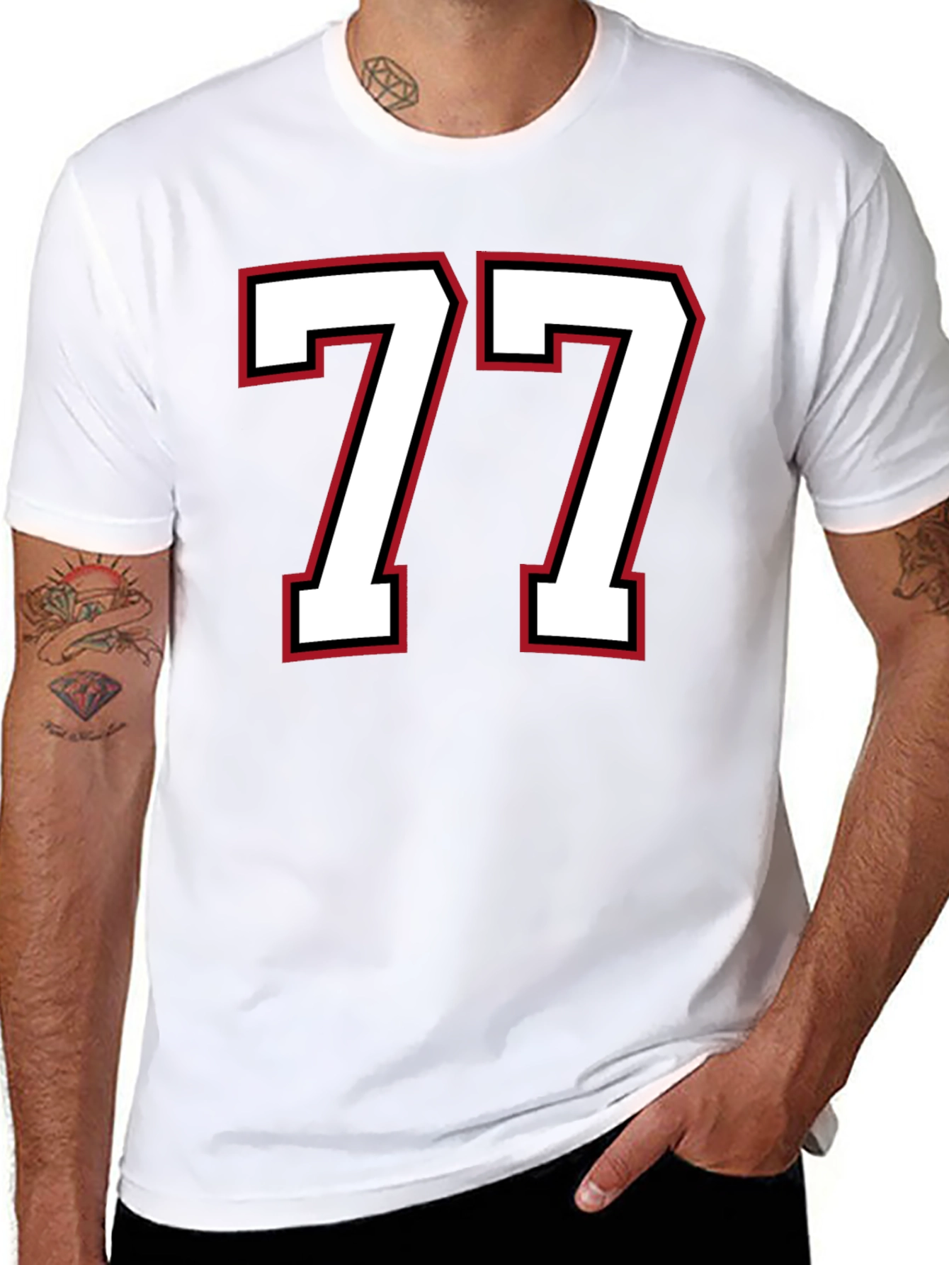 Lucky Number 77 Graphic Tee - Mens Black T-Shirt