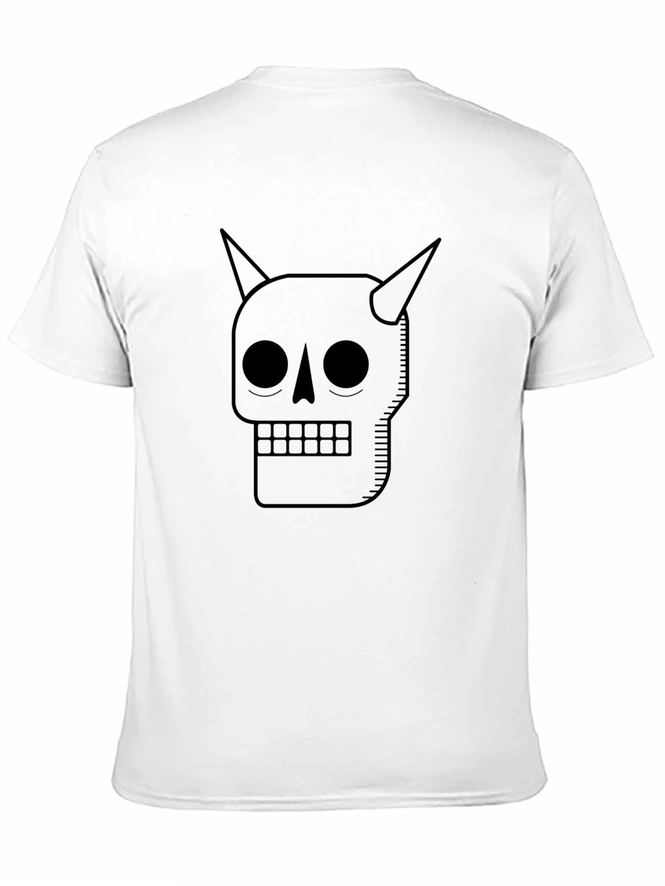 Skull with Horns Graphic Tee - Black