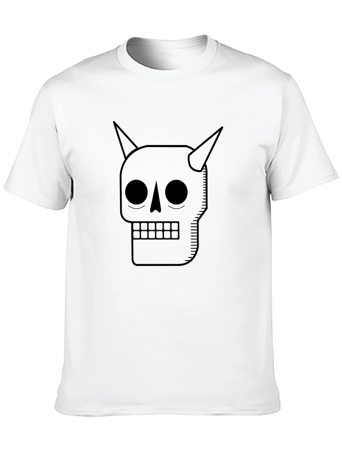 Skull with Horns Graphic Tee - Black
