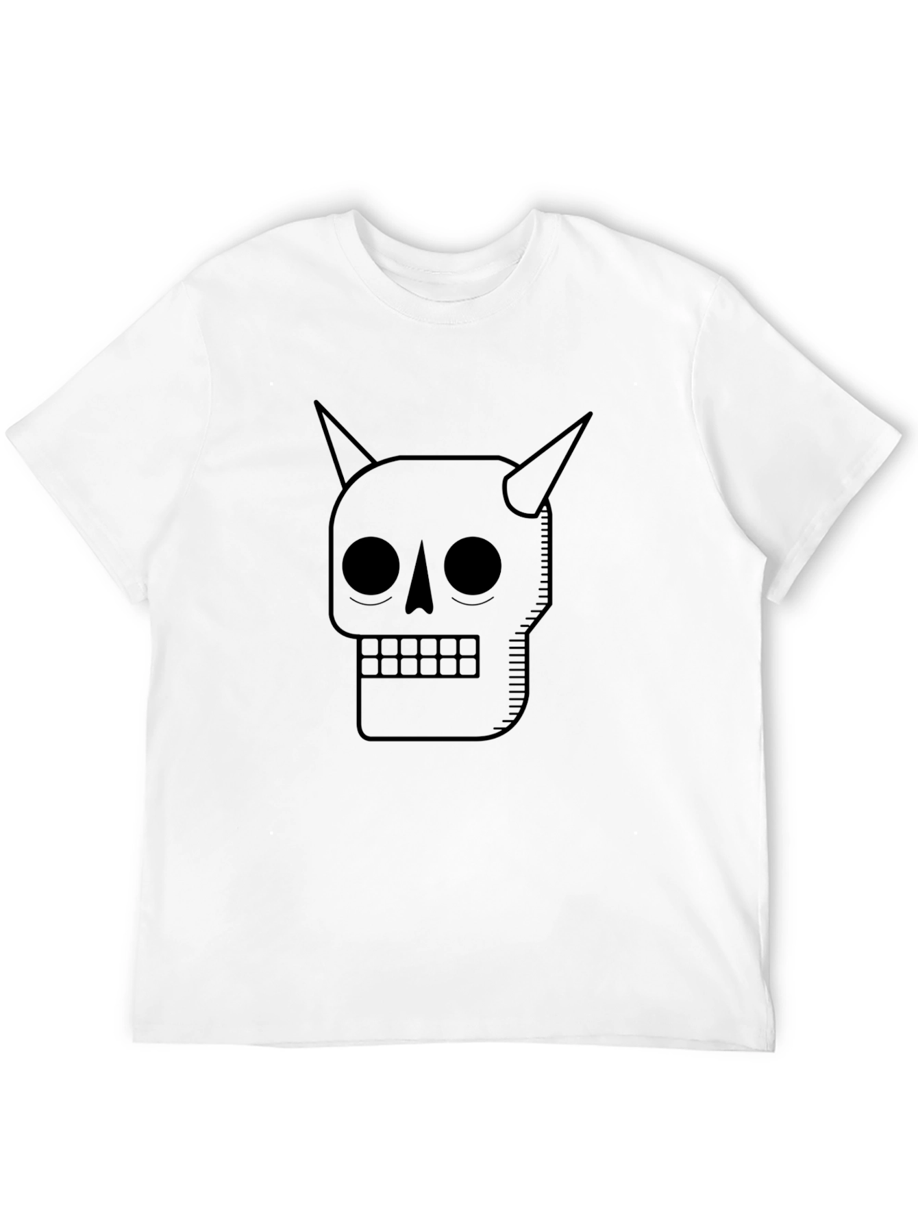 Skull with Horns Graphic Tee - Black