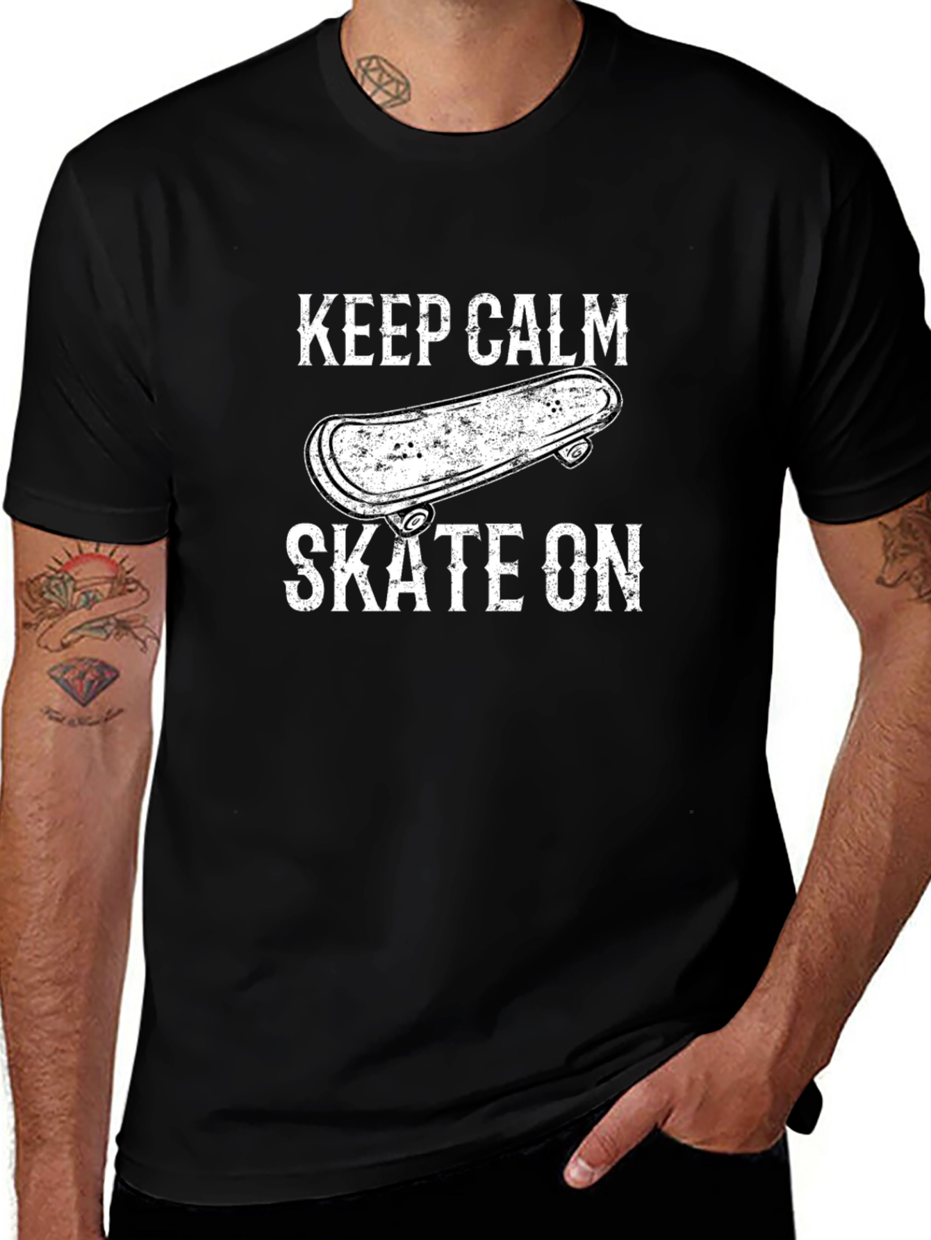Keep Calm Skate On T-Shirt - Skateboard Graphic Tee