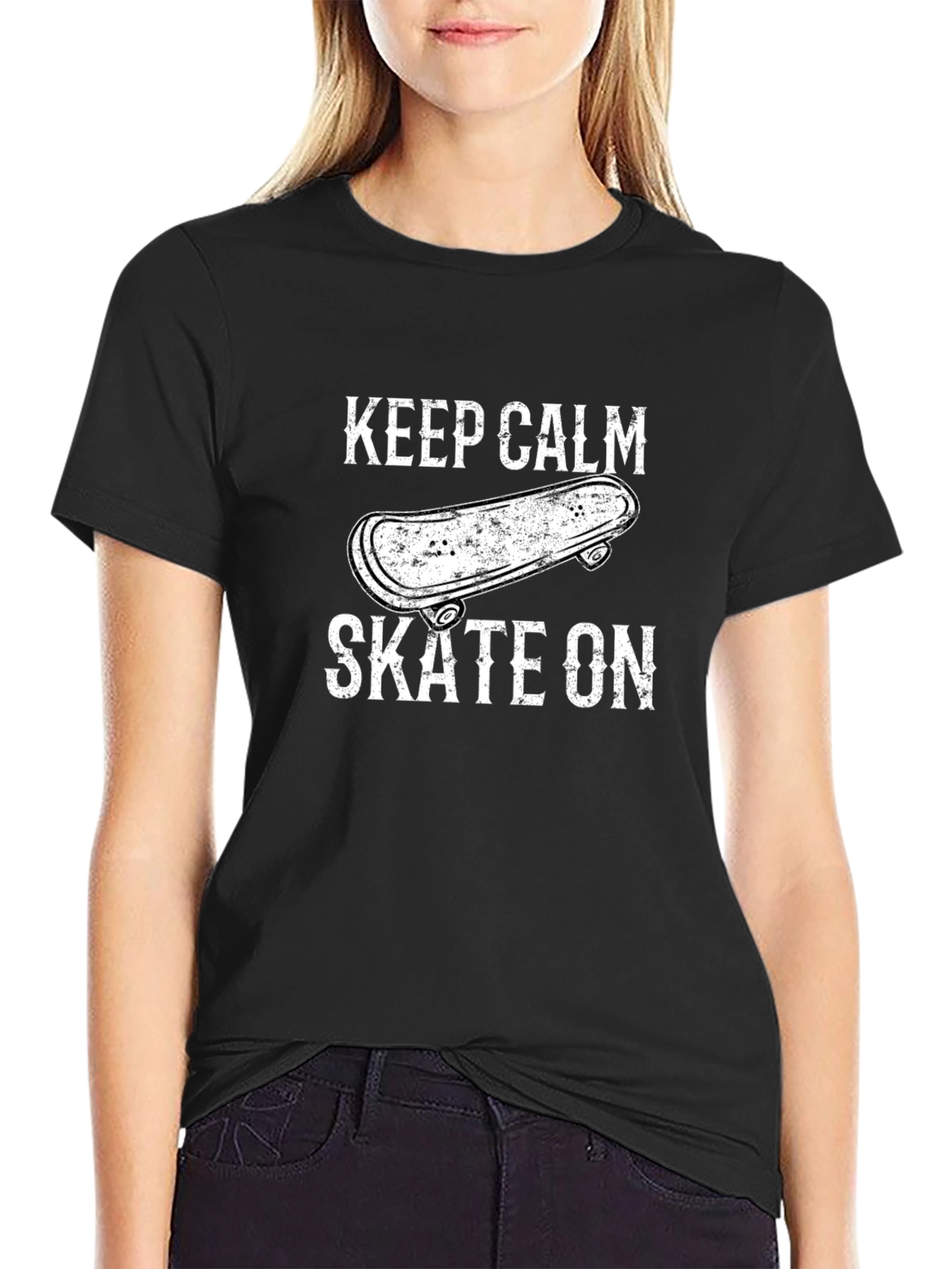 Keep Calm Skate On T-Shirt - Skateboard Graphic Tee