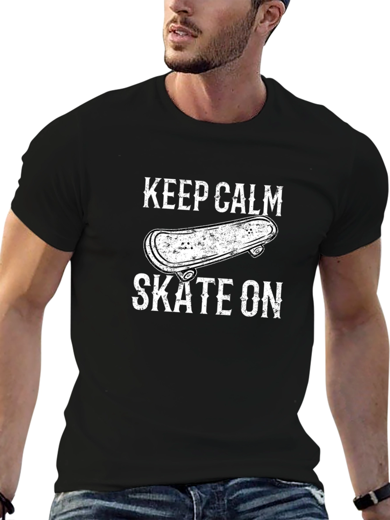 Keep Calm Skate On T-Shirt - Skateboard Graphic Tee
