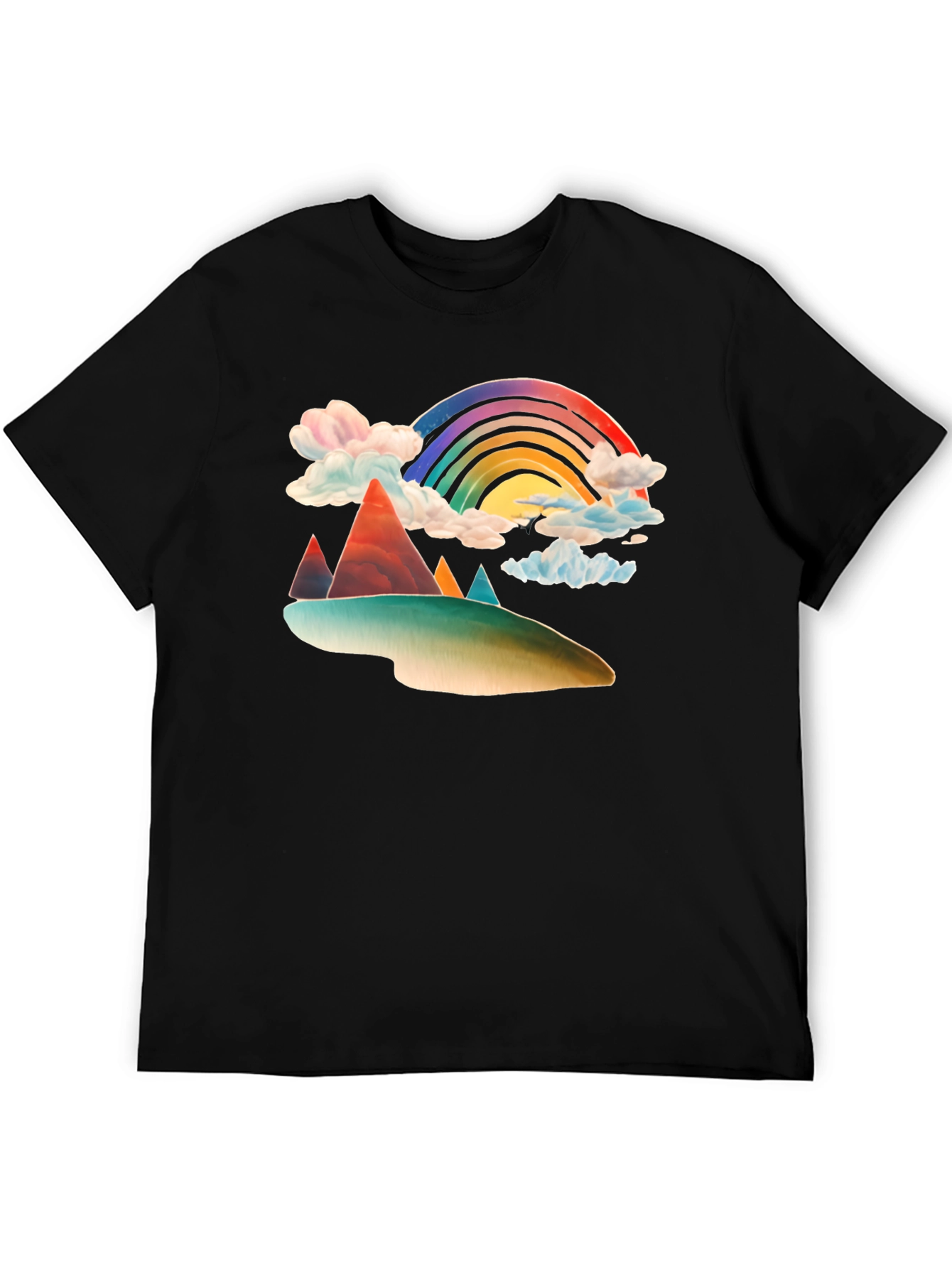 Rainbow Mountain Graphic Tee - Black Cotton Blend
