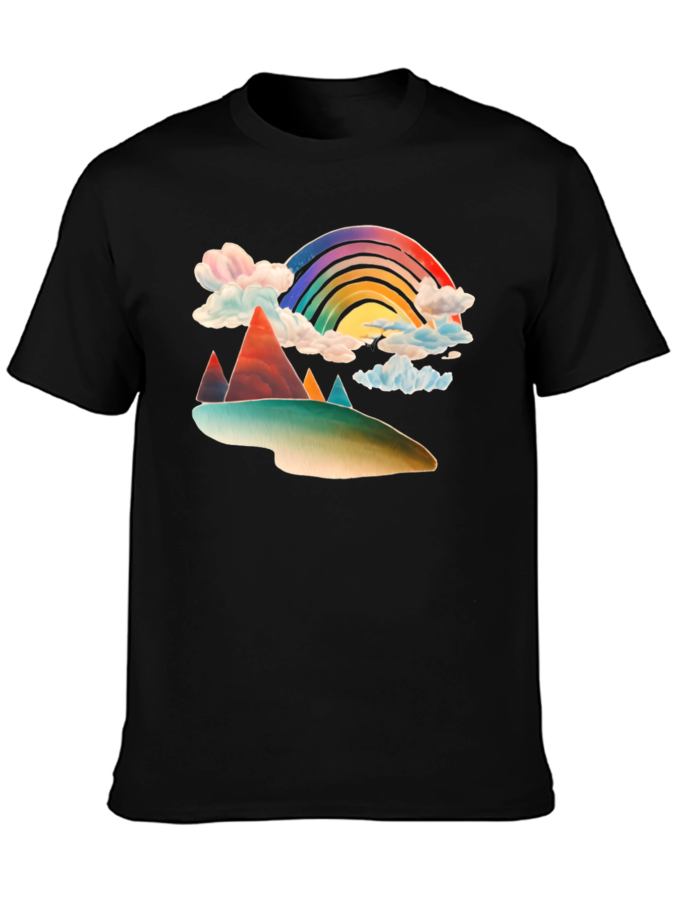 Rainbow Mountain Graphic Tee - Black Cotton Blend