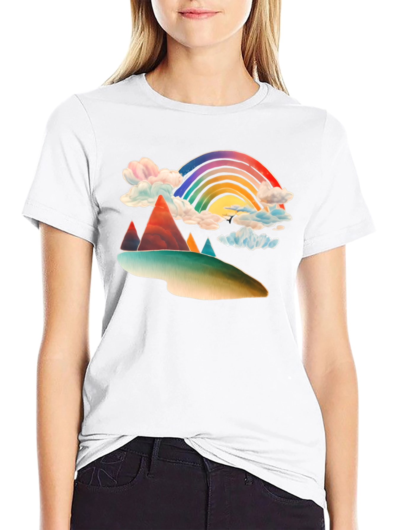 Rainbow Mountain Graphic Tee - Black Cotton Blend