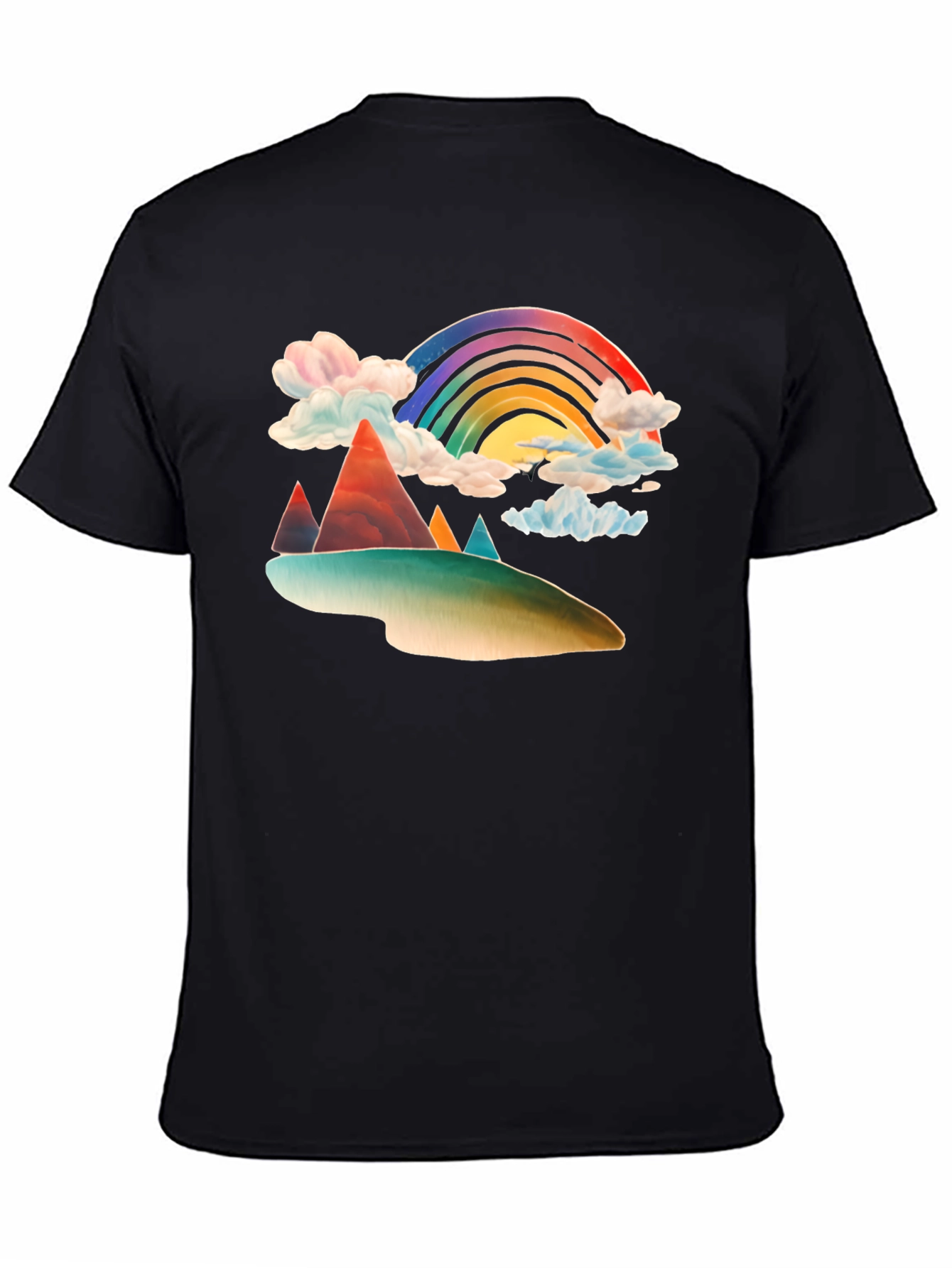 Rainbow Mountain Graphic Tee - Black Cotton Blend