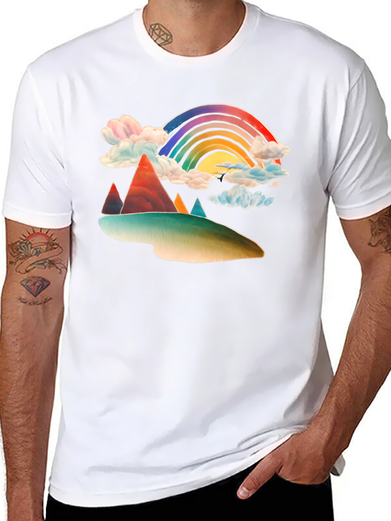 Rainbow Mountain Graphic Tee - Black Cotton Blend