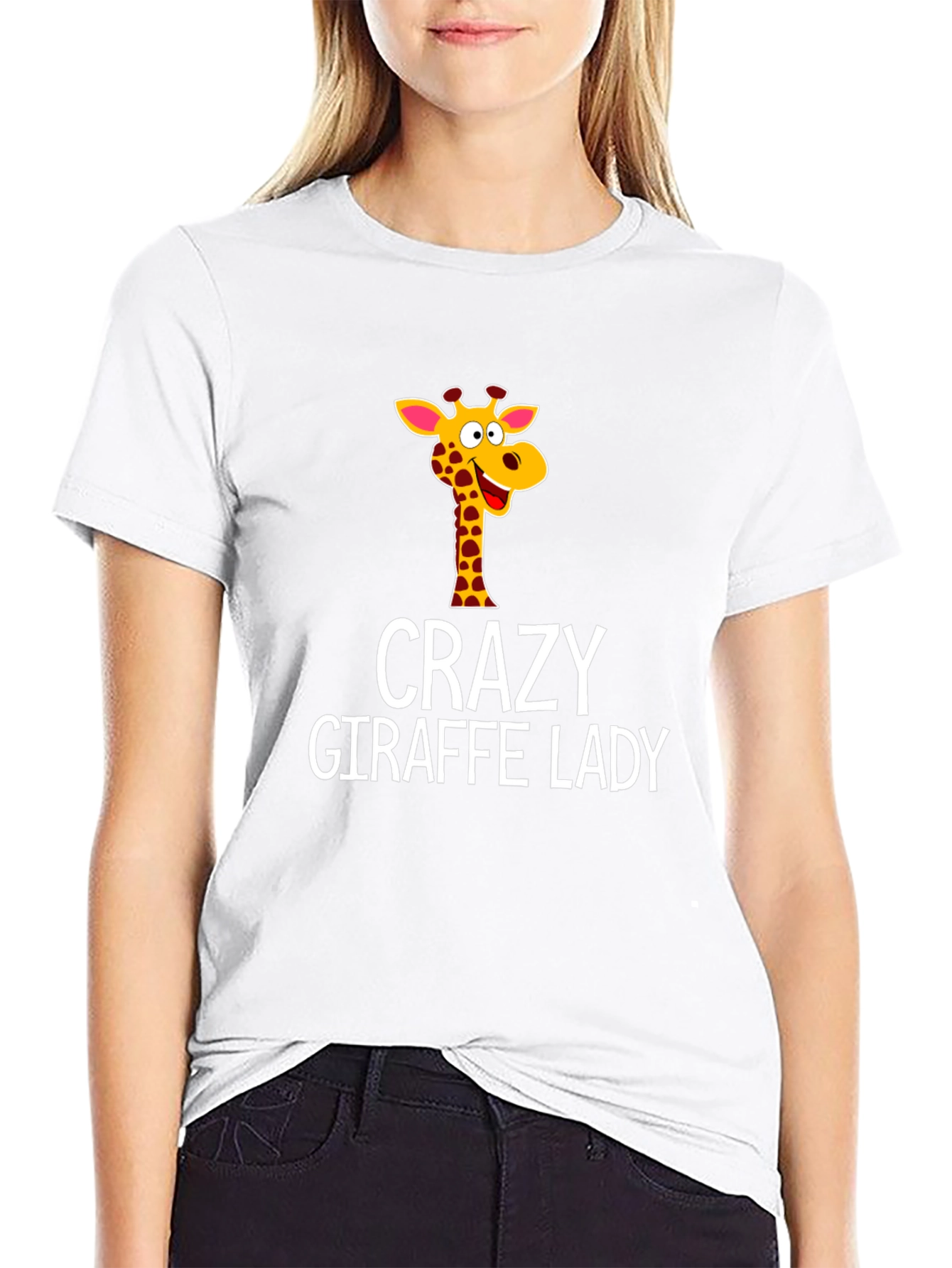 Crazy Giraffe Lady T-Shirt - Fun Animal Tee