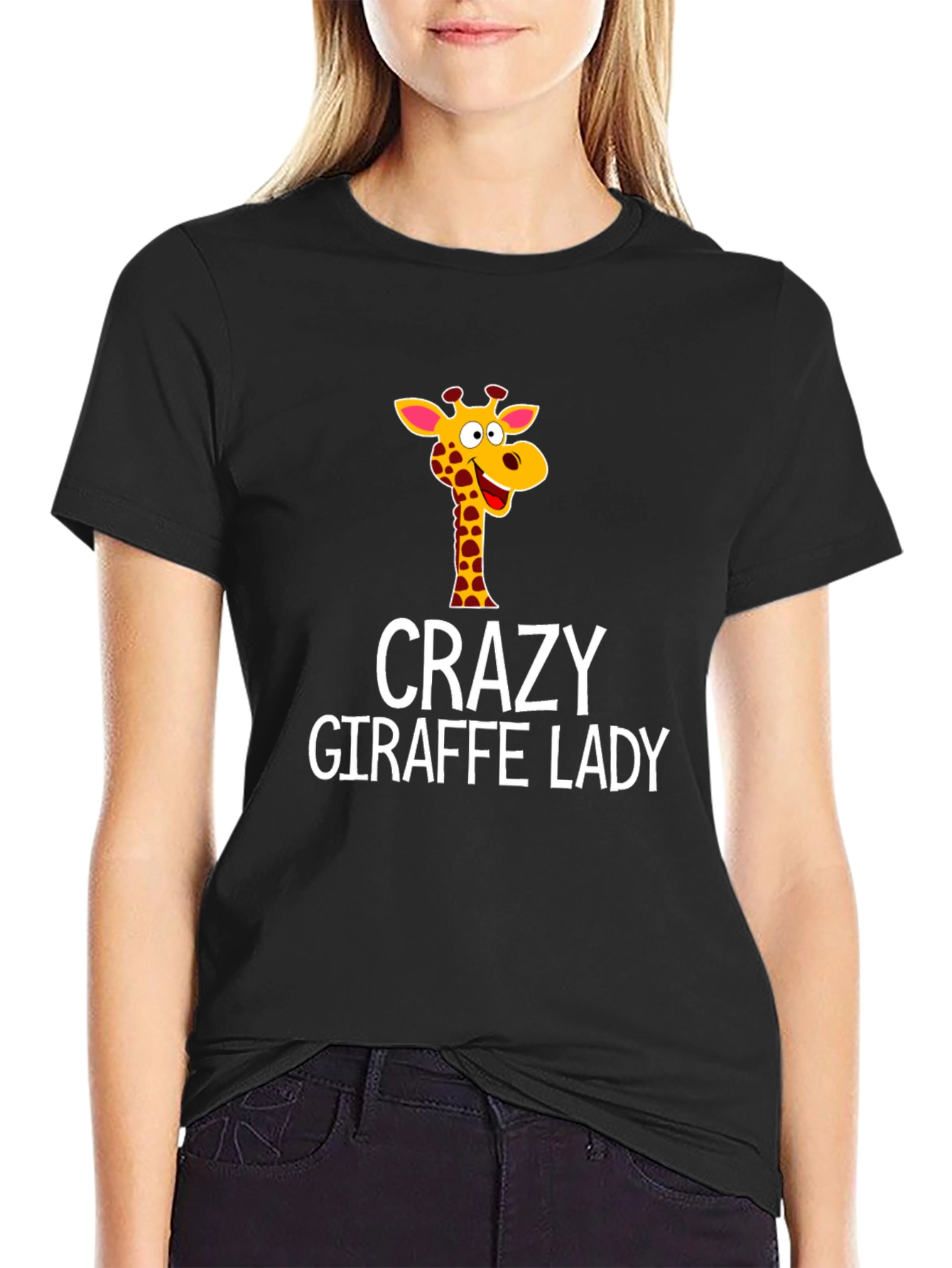 Crazy Giraffe Lady T-Shirt - Fun Animal Tee