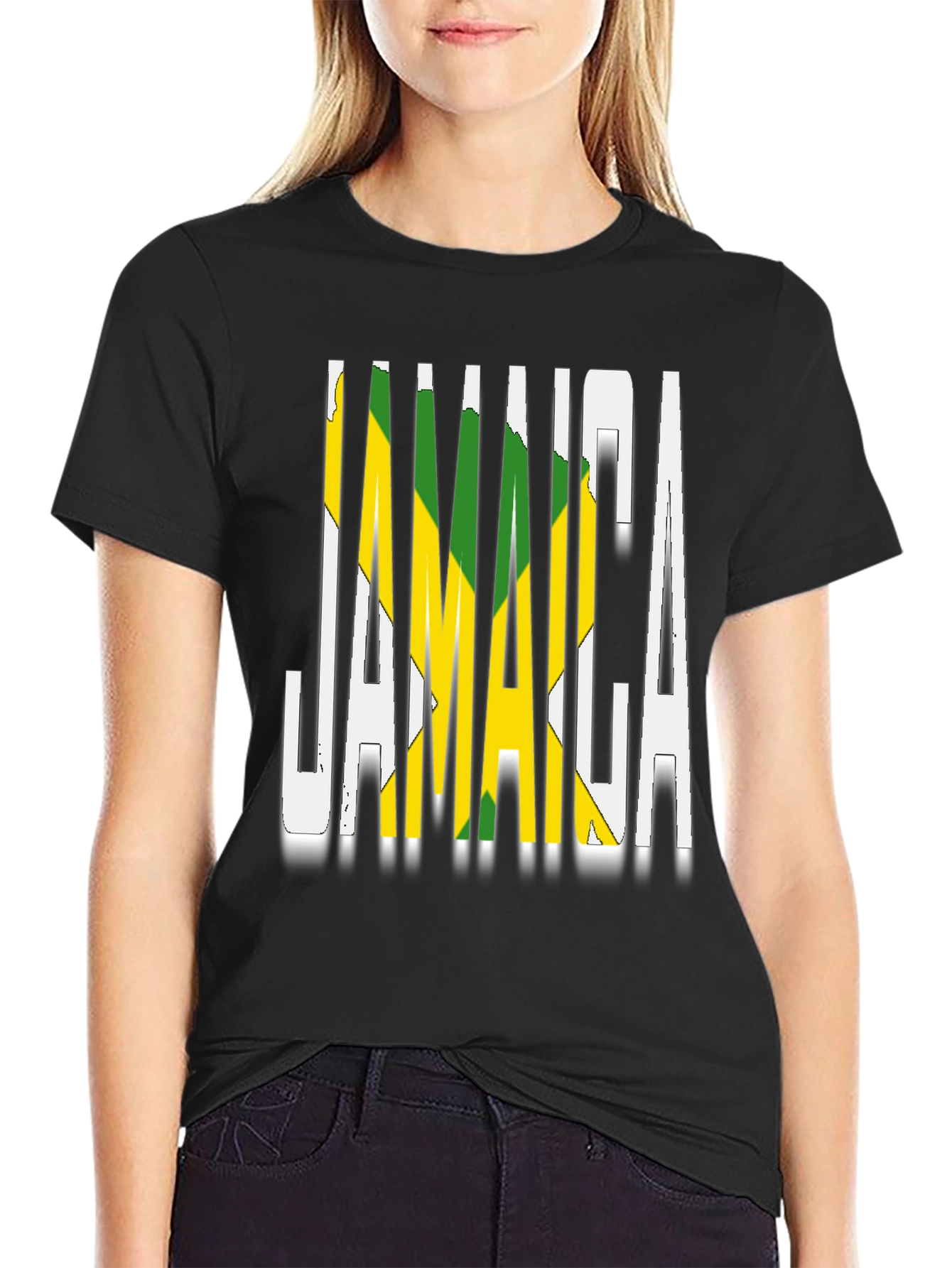 Jamaica Flag T-Shirt Black Novelty Graphic Tee