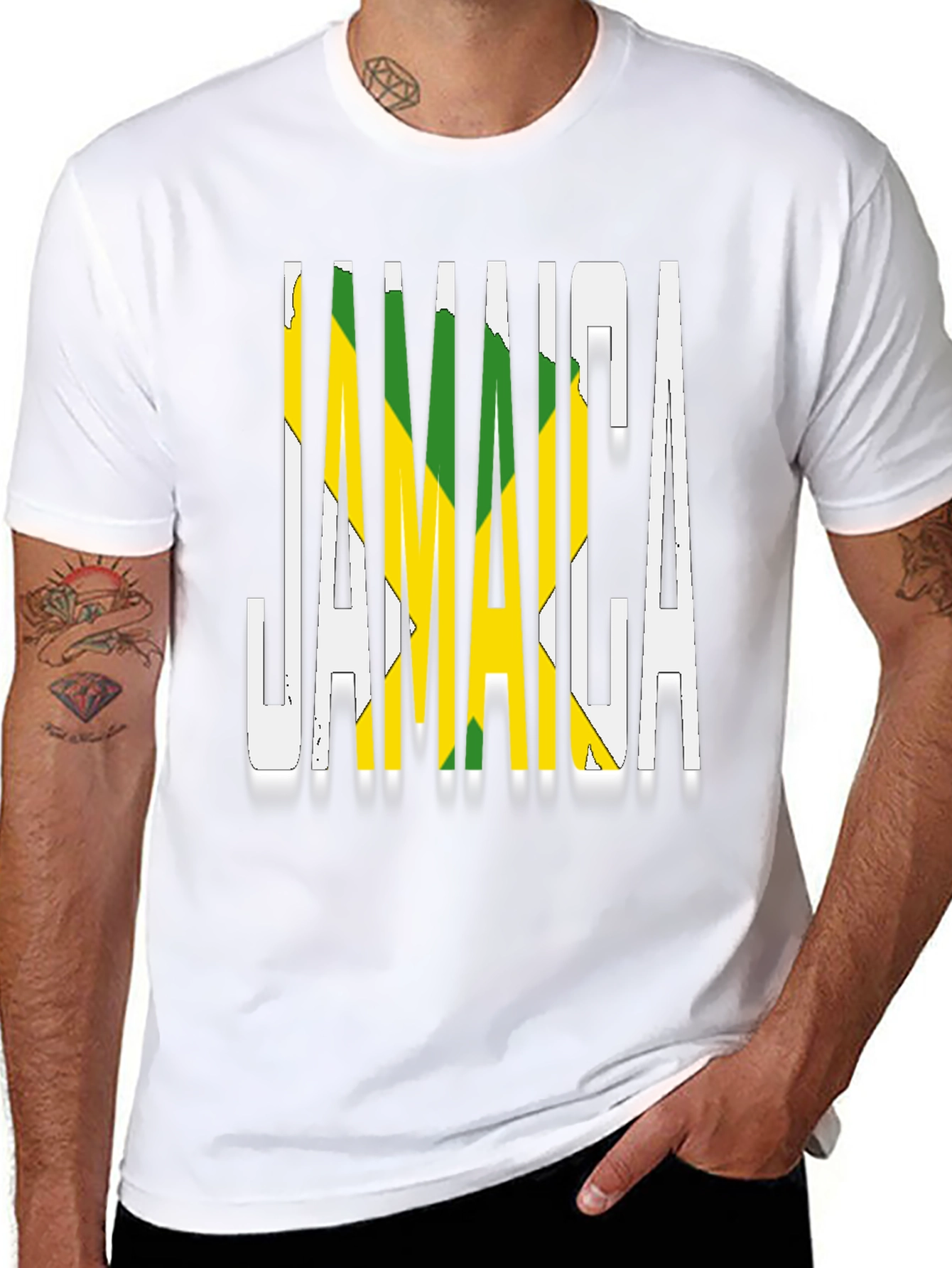 Jamaica Flag T-Shirt Black Novelty Graphic Tee