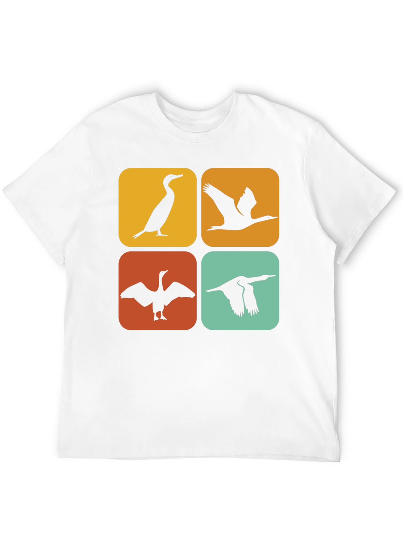 Retro Cormorant Bird Silhouette T-Shirt