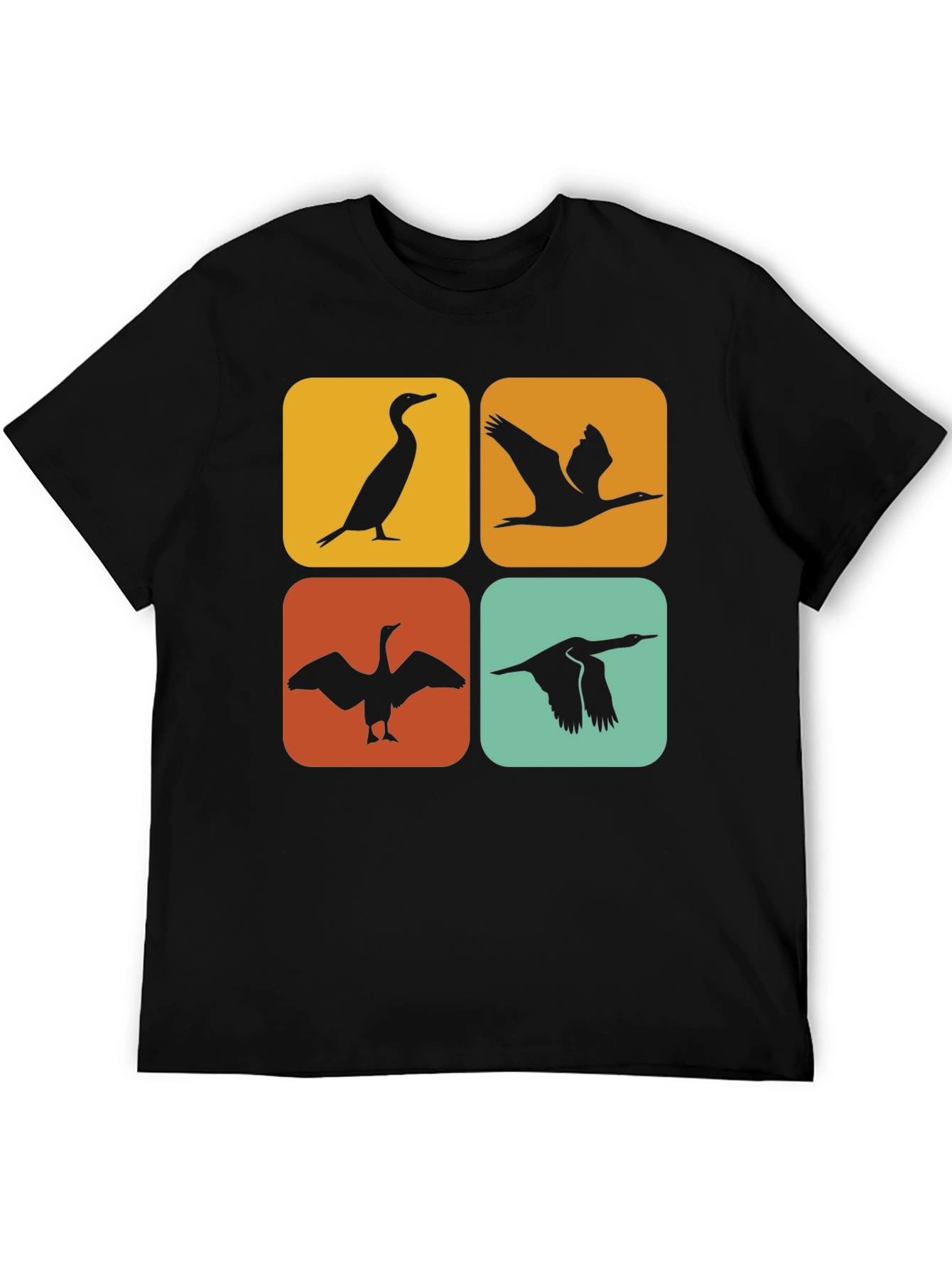 Retro Cormorant Bird Silhouette T-Shirt
