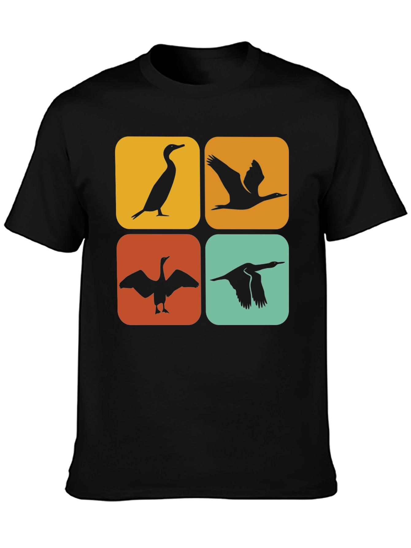 Retro Cormorant Bird Silhouette T-Shirt