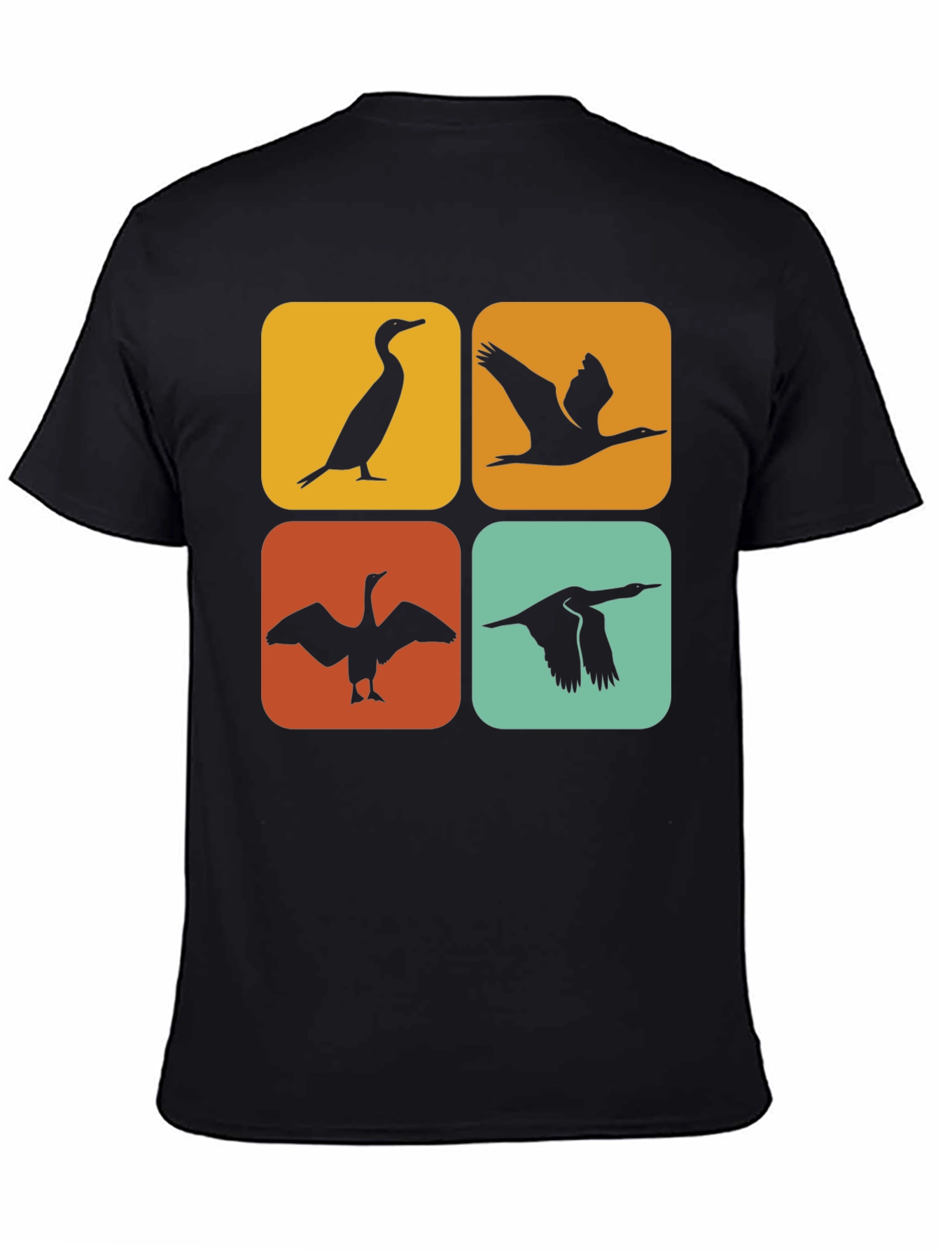 Retro Cormorant Bird Silhouette T-Shirt