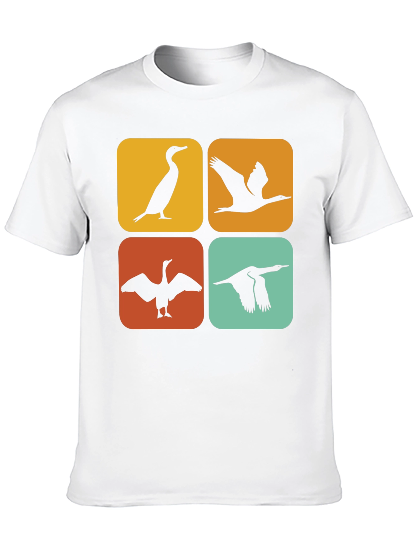 Retro Cormorant Bird Silhouette T-Shirt