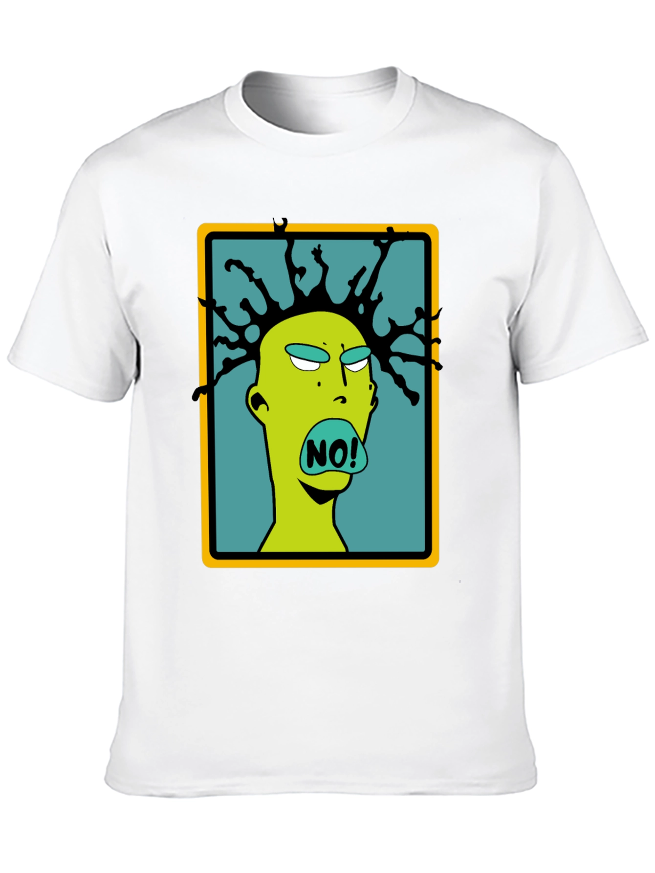 Edgy Cartoon NO! Graphic Black T-Shirt