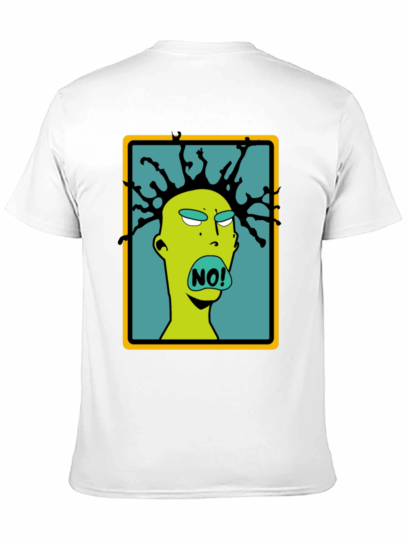 Edgy Cartoon NO! Graphic Black T-Shirt
