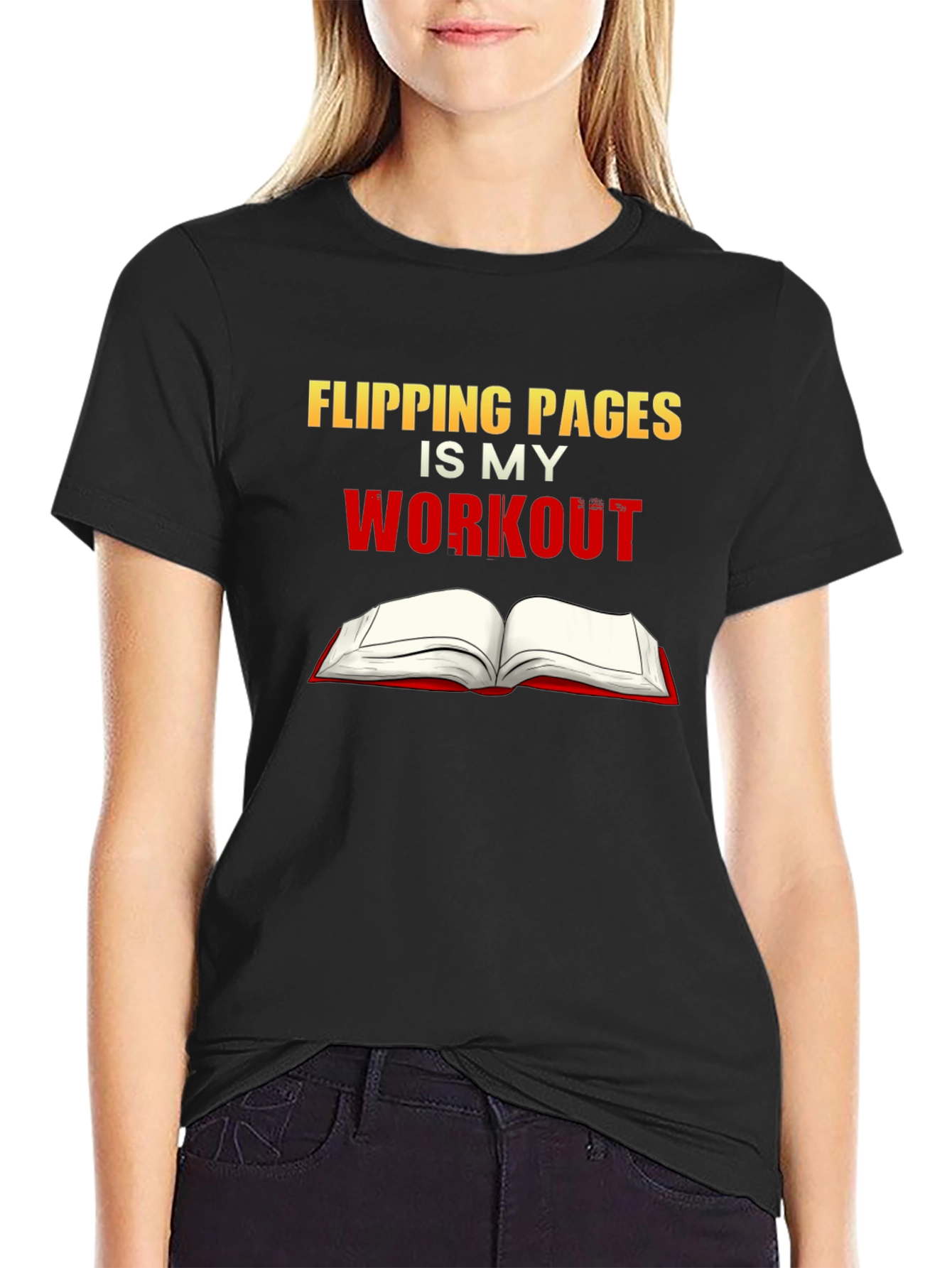 Flipping Pages is My Workout Black T-Shirt