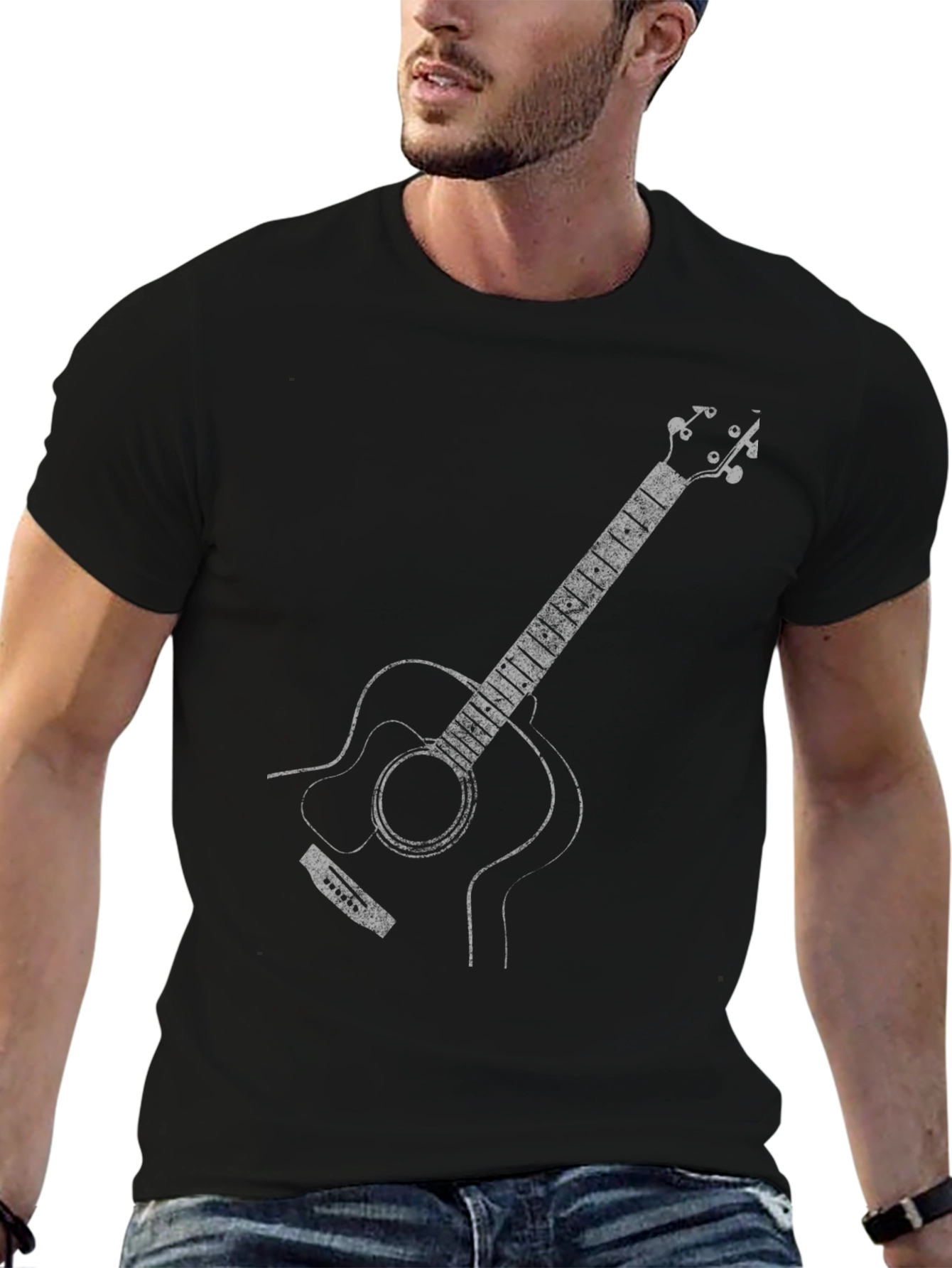 Guitar Graphic Tee - Classic Black Cotton
