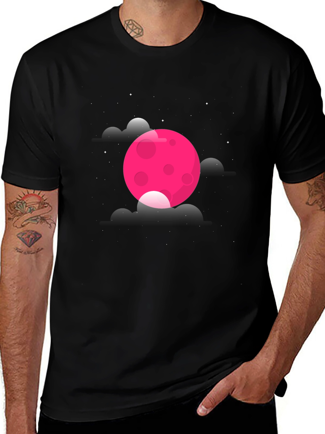 Pink Moon Black T-Shirt