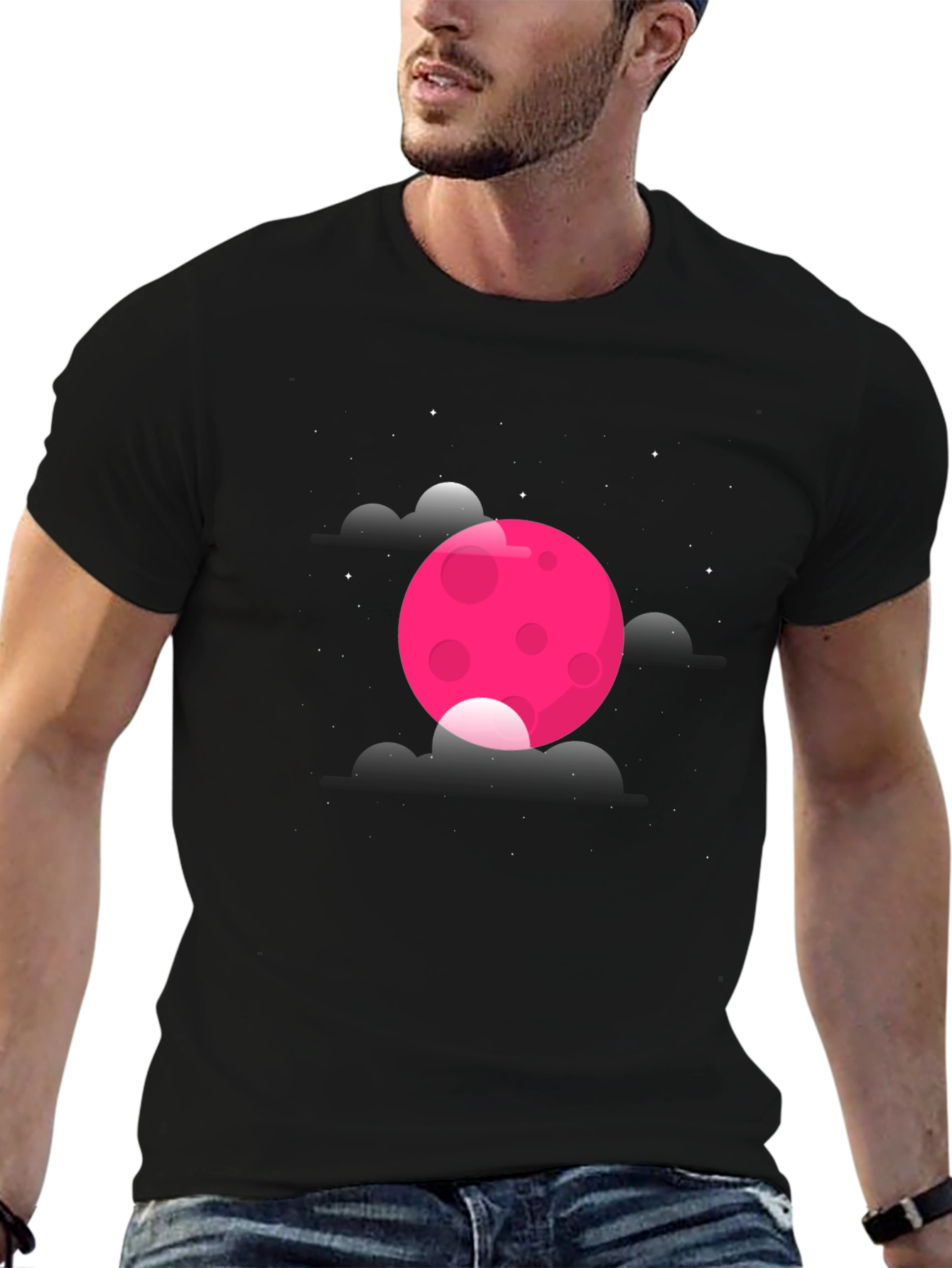Pink Moon Black T-Shirt