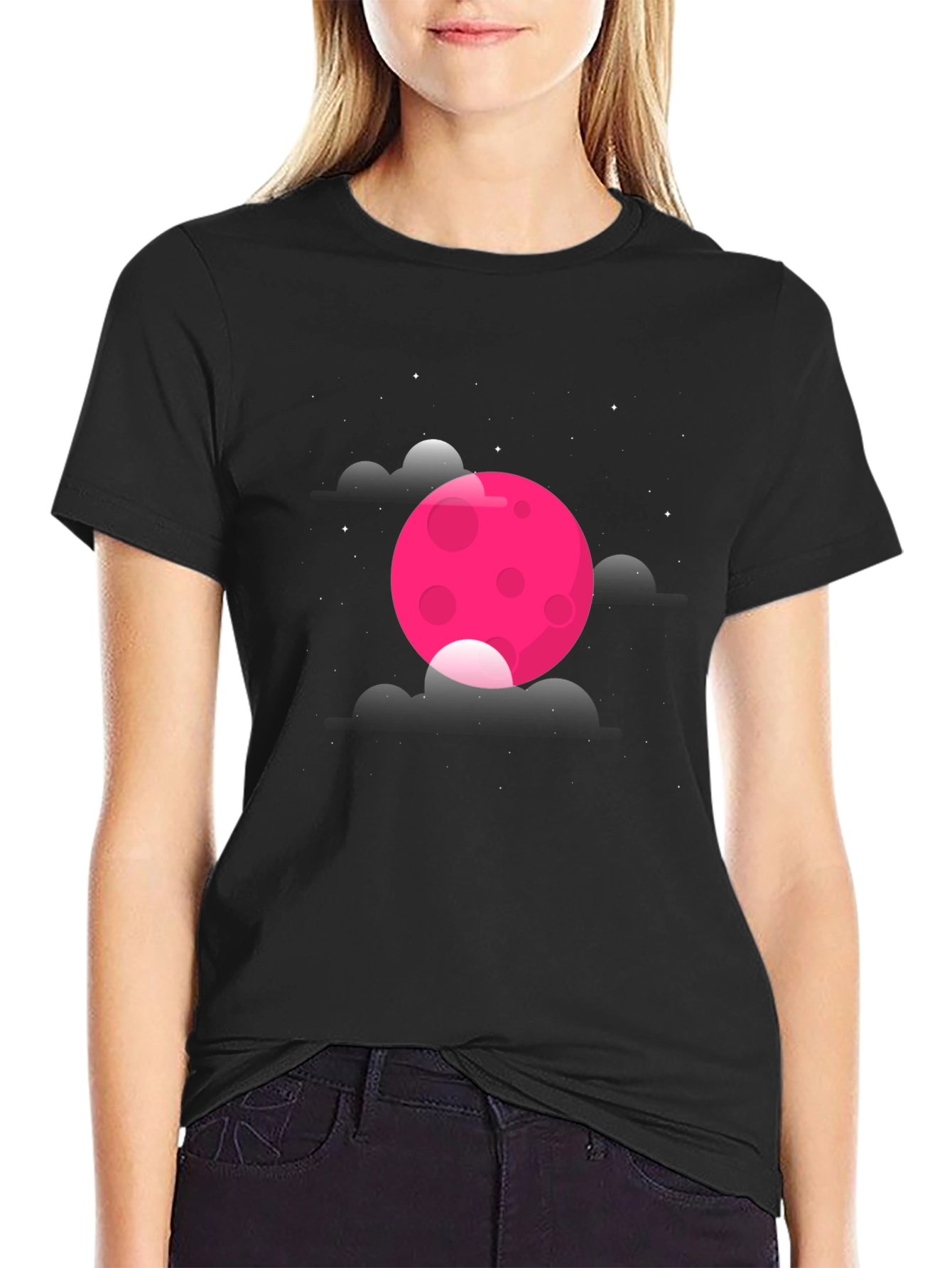 Pink Moon Black T-Shirt