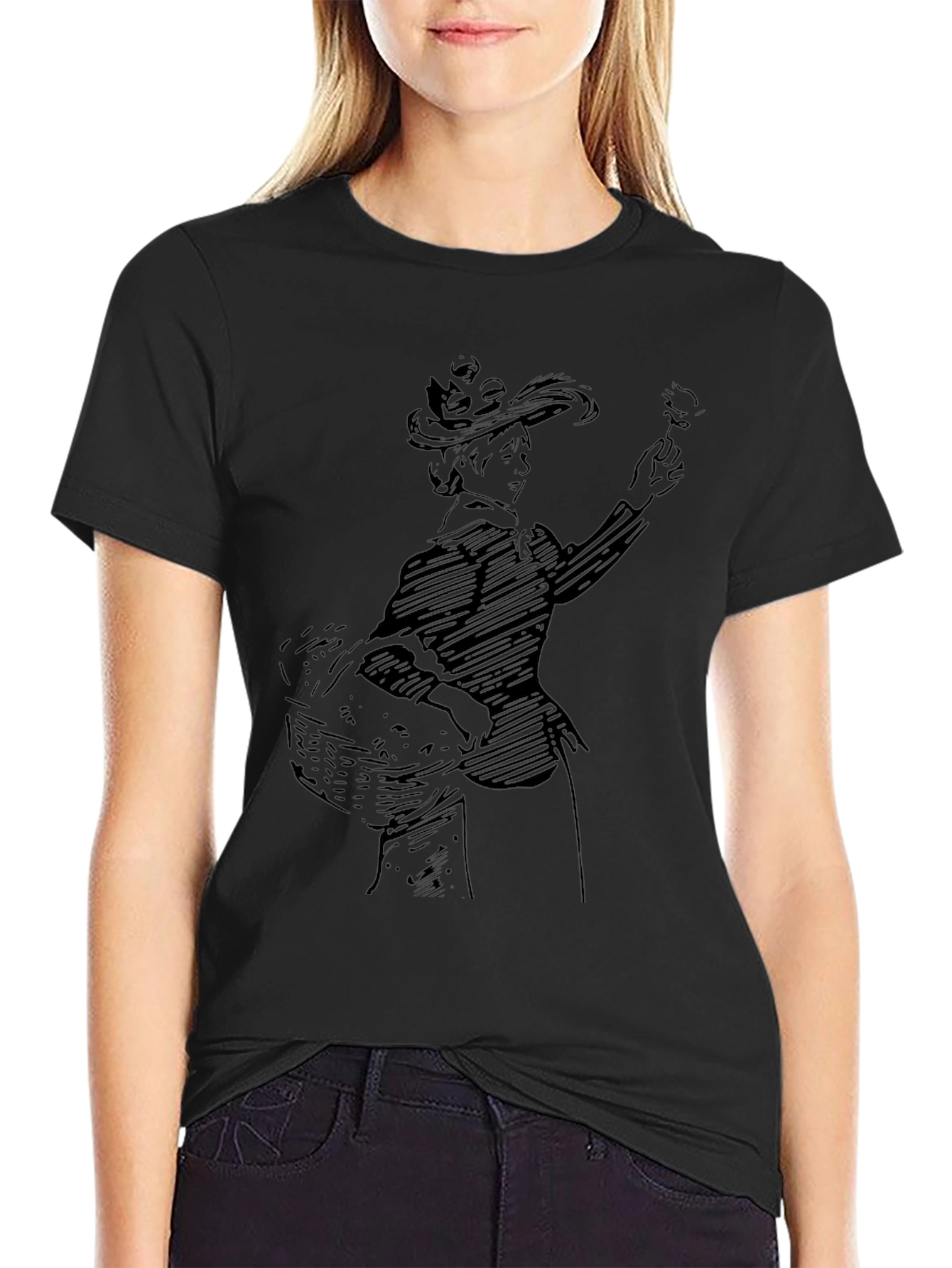 Elegant Woman Design Black T-Shirt