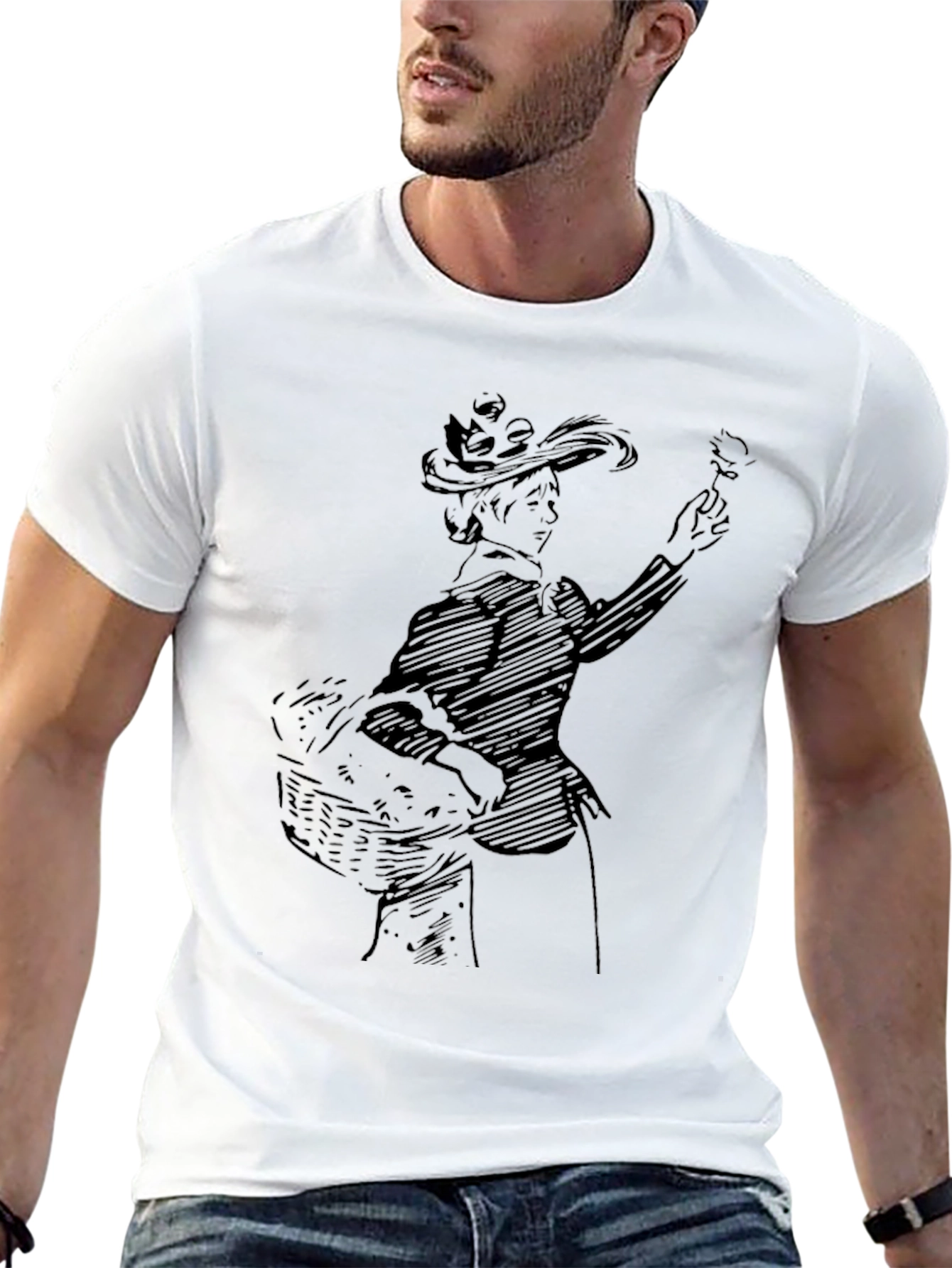 Elegant Woman Design Black T-Shirt