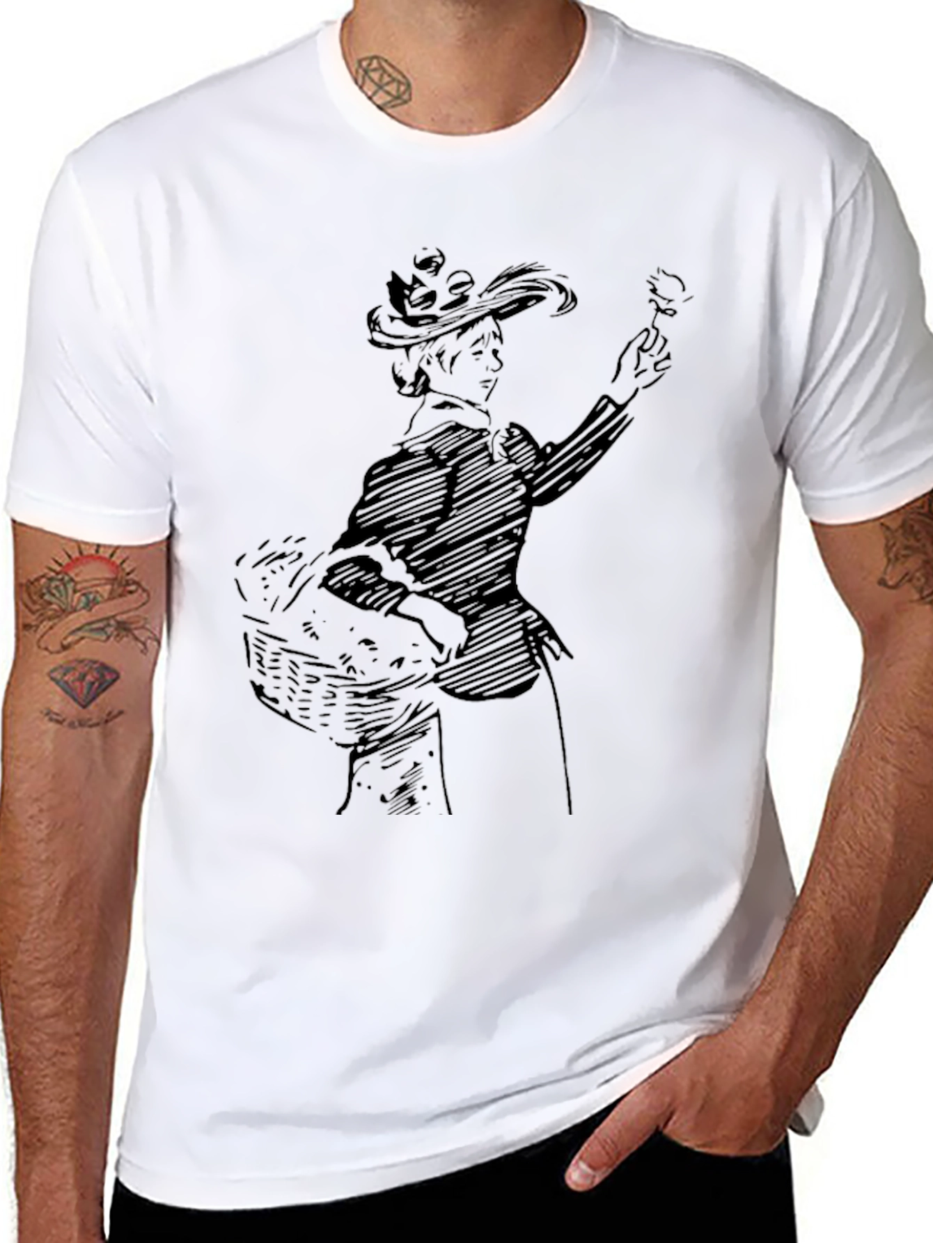 Elegant Woman Design Black T-Shirt