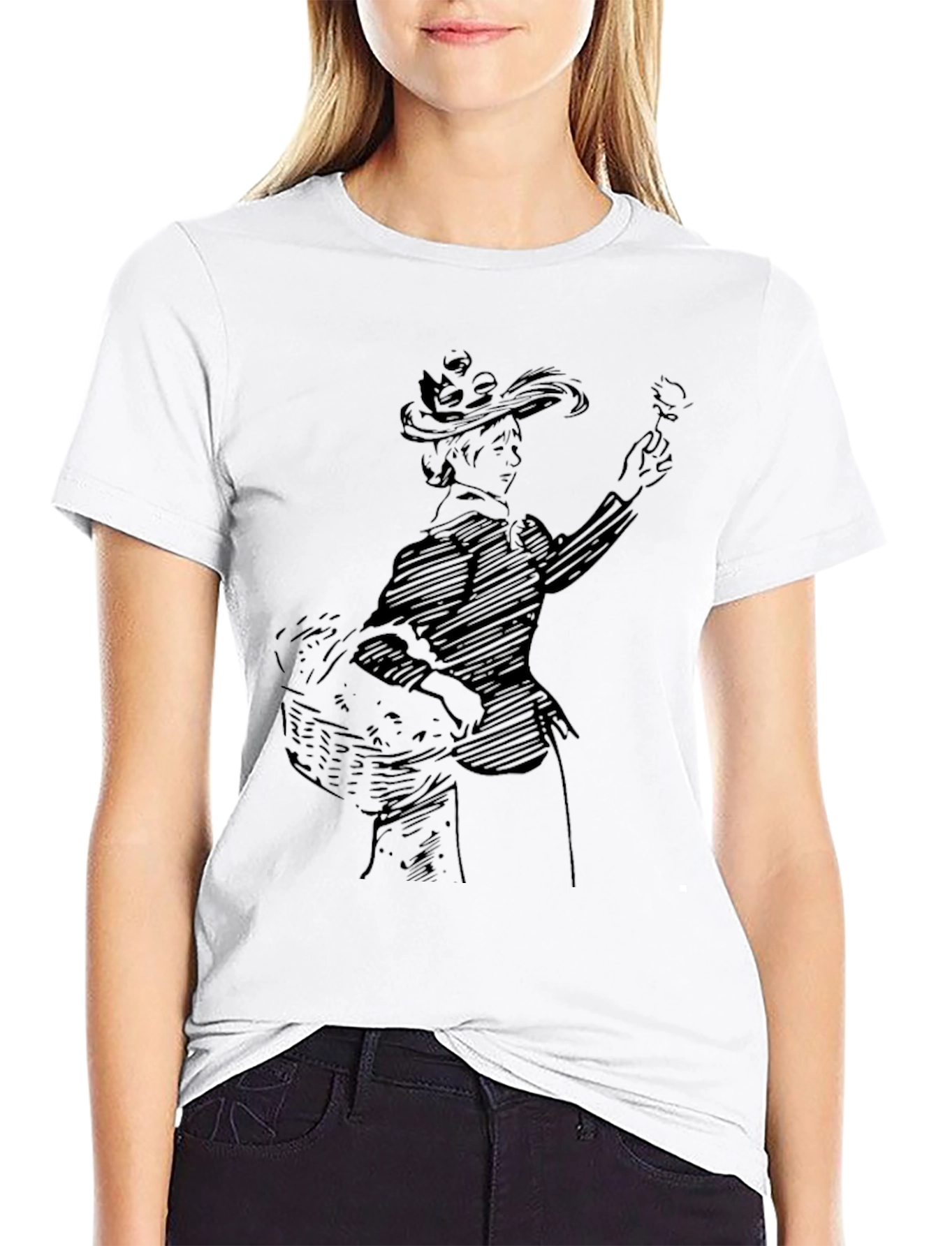 Elegant Woman Design Black T-Shirt