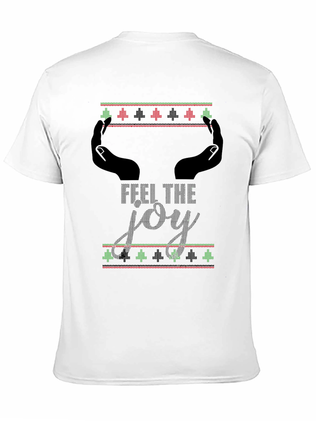 Feel The Joy Christmas Pattern Mens Black T-Shirt