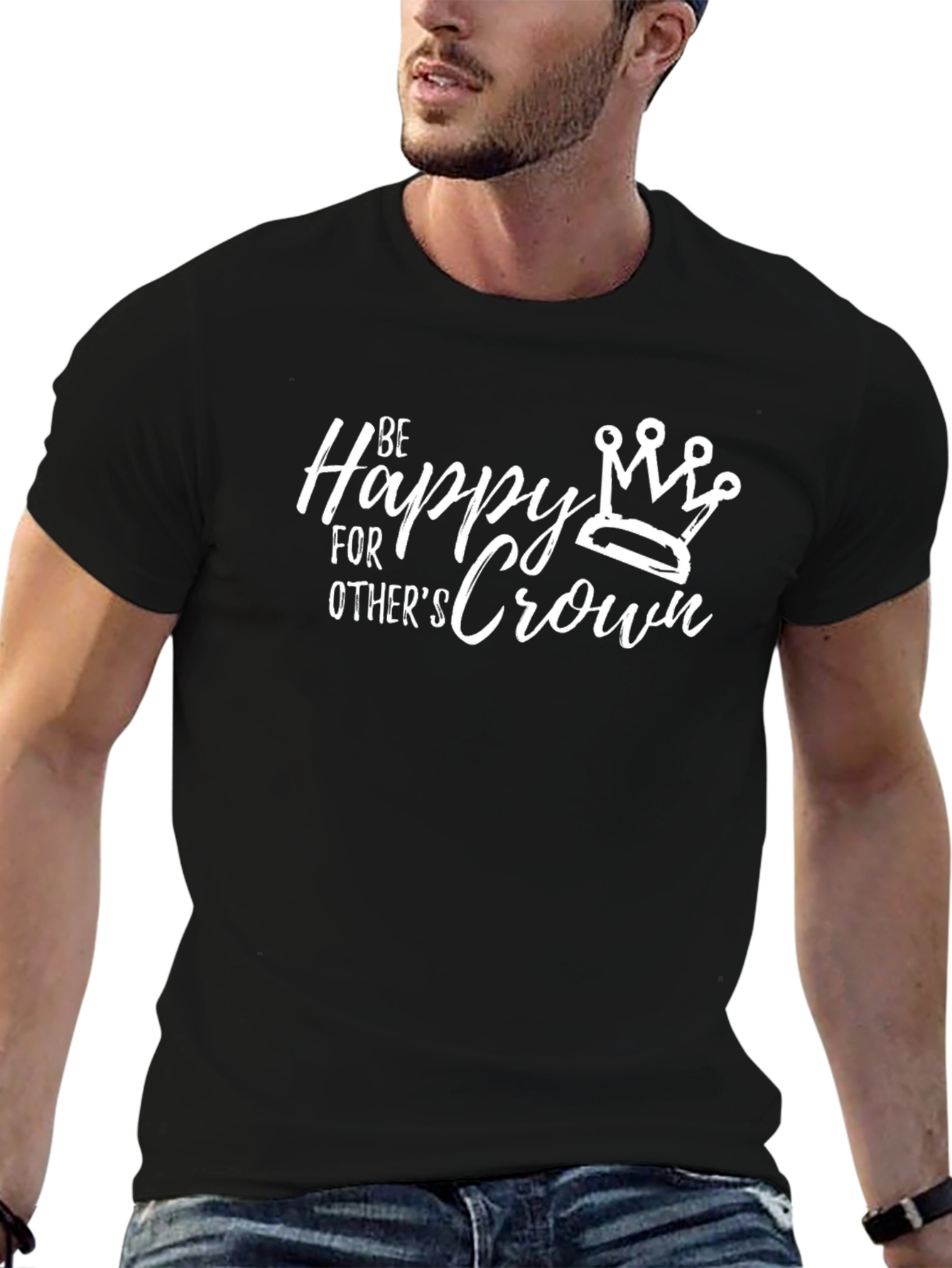 Be Happy For Others Crown Black Graphic Tee