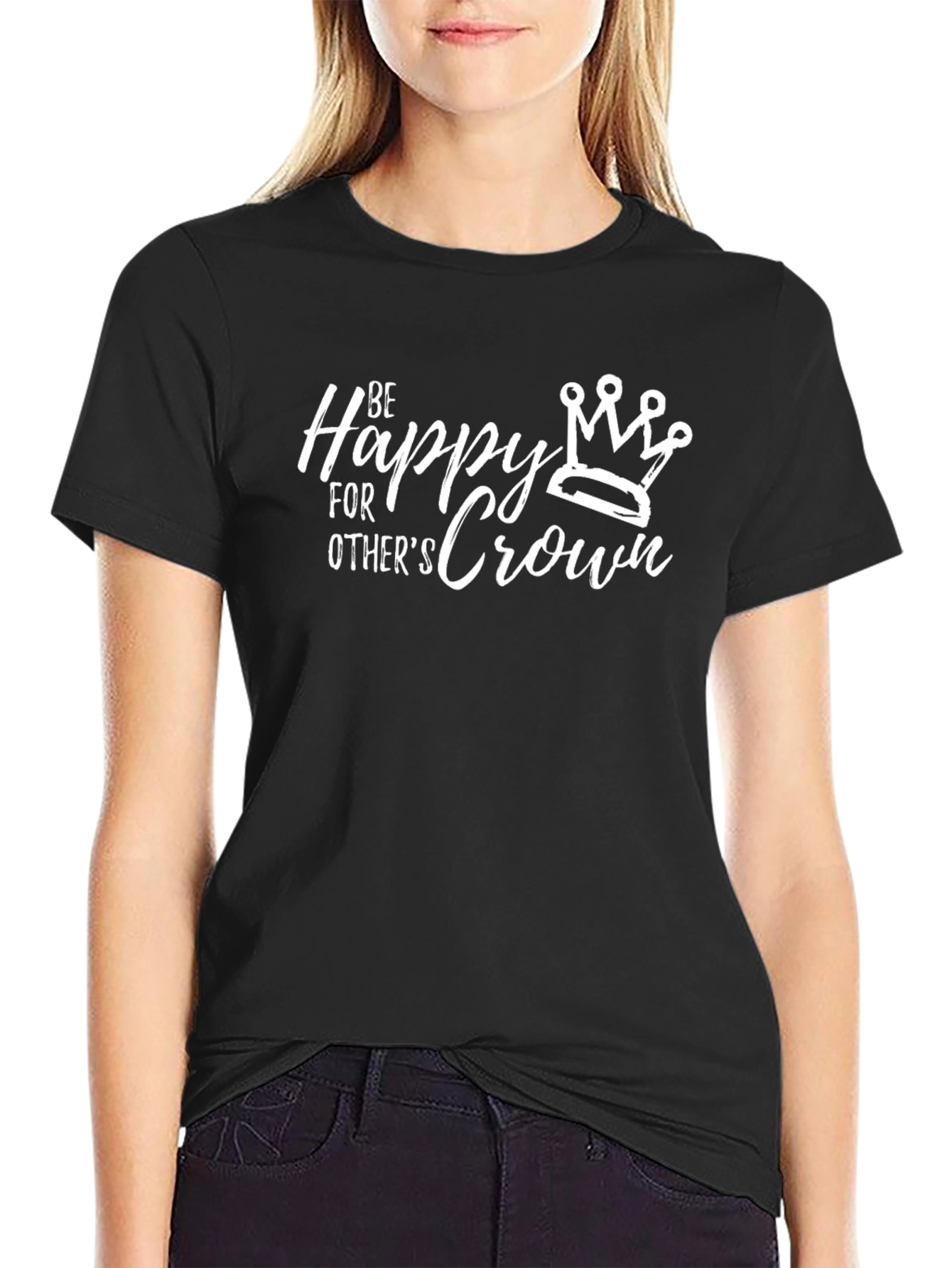 Be Happy For Others Crown Black Graphic Tee