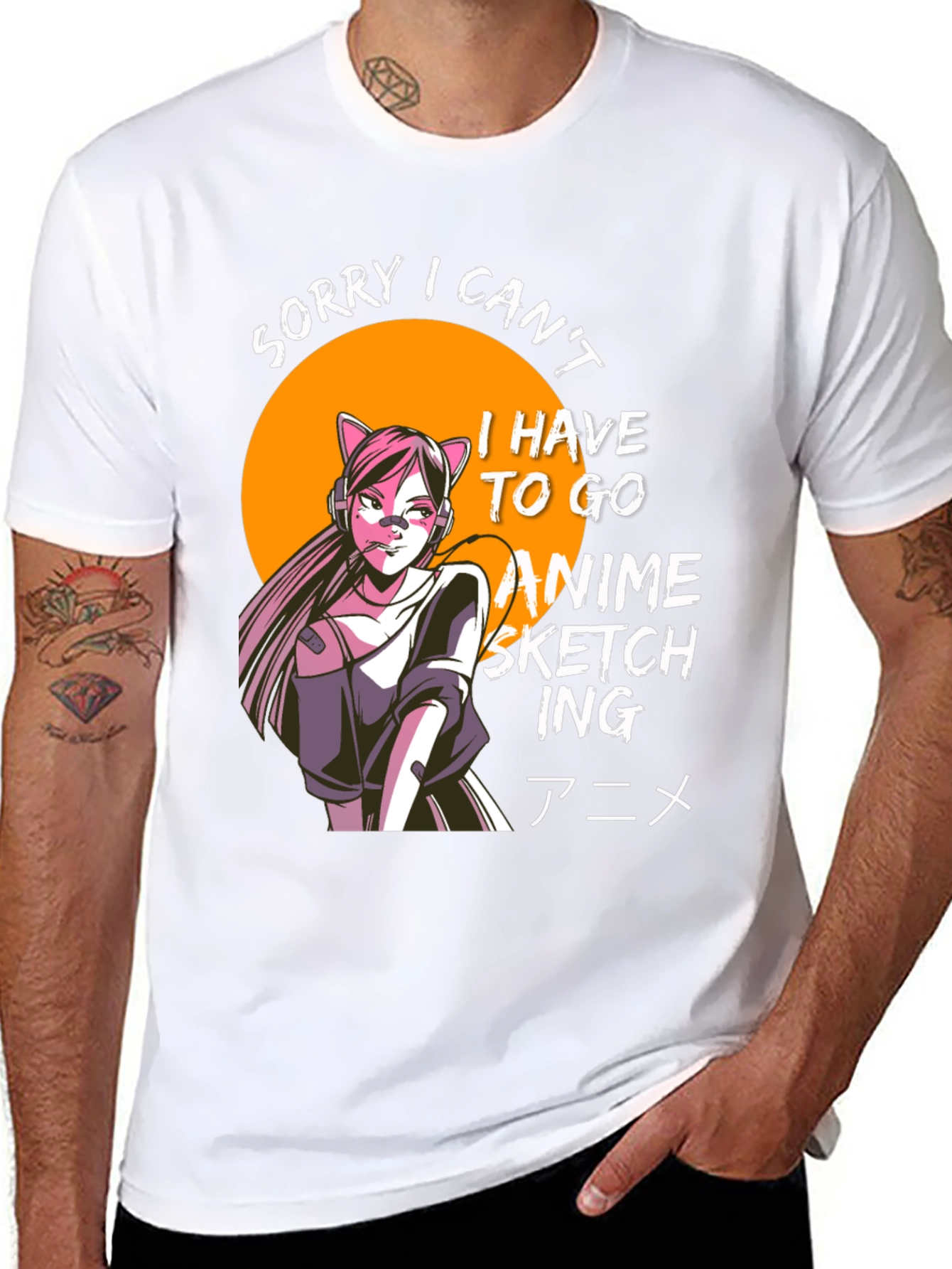 Anime Sketching T-Shirt - Black Graphic Tee