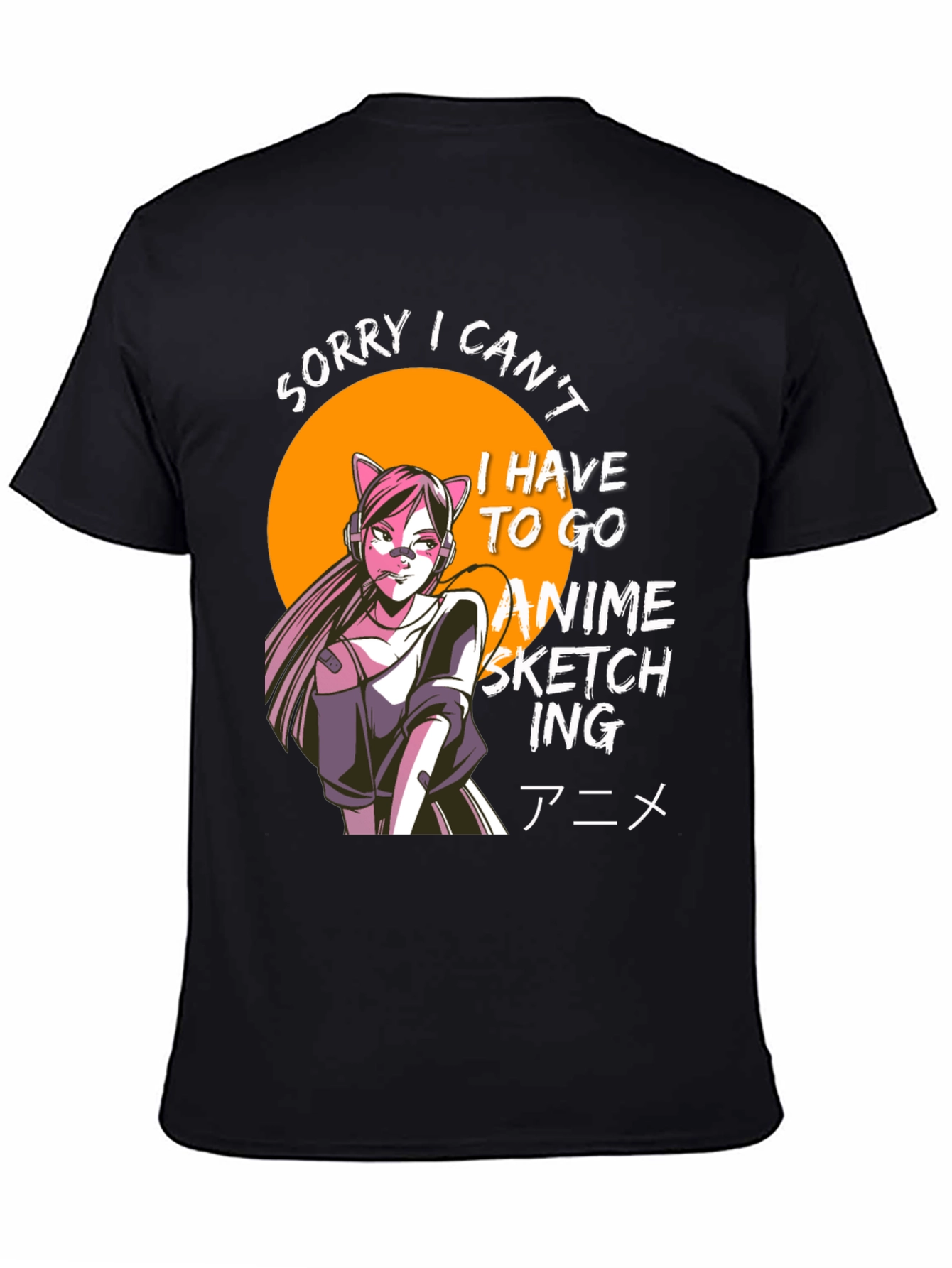 Anime Sketching T-Shirt - Black Graphic Tee
