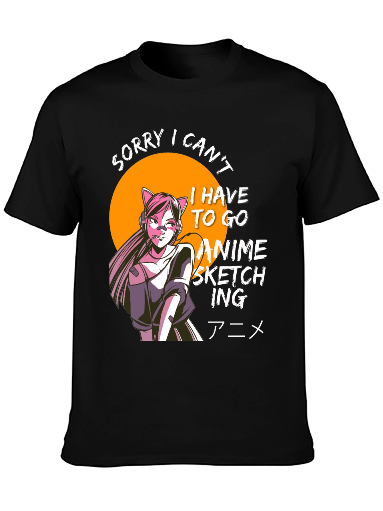 Anime Sketching T-Shirt - Black Graphic Tee