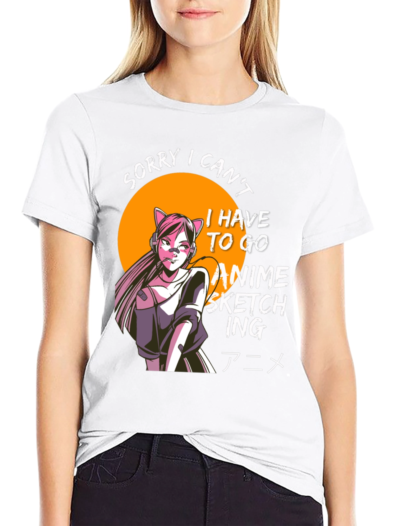 Anime Sketching T-Shirt - Black Graphic Tee