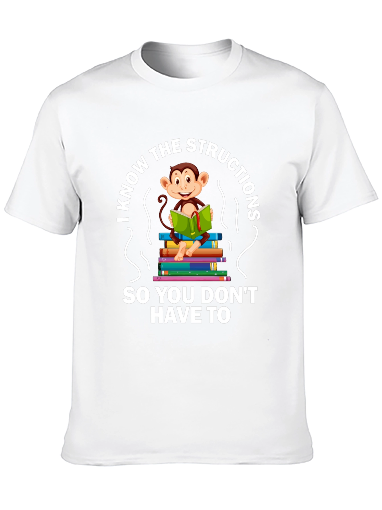 Funny Monkey Reading T-Shirt - I Know The Instructions