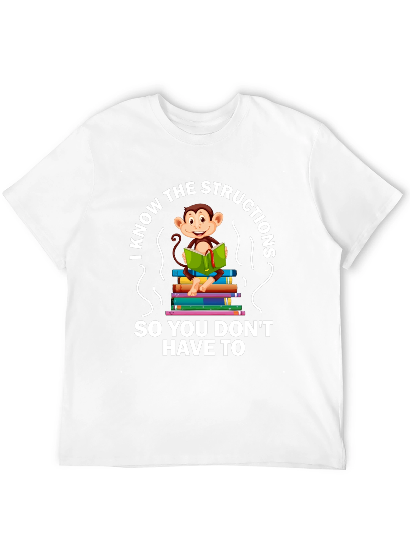 Funny Monkey Reading T-Shirt - I Know The Instructions