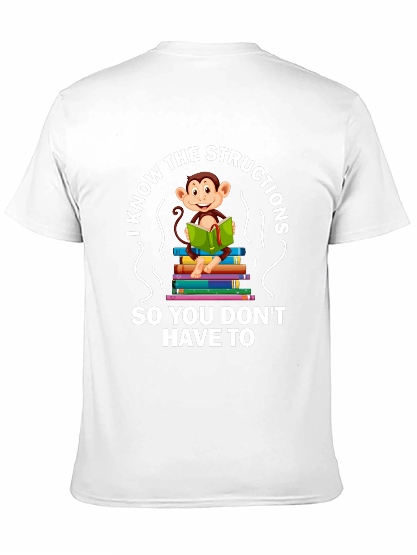 Funny Monkey Reading T-Shirt - I Know The Instructions